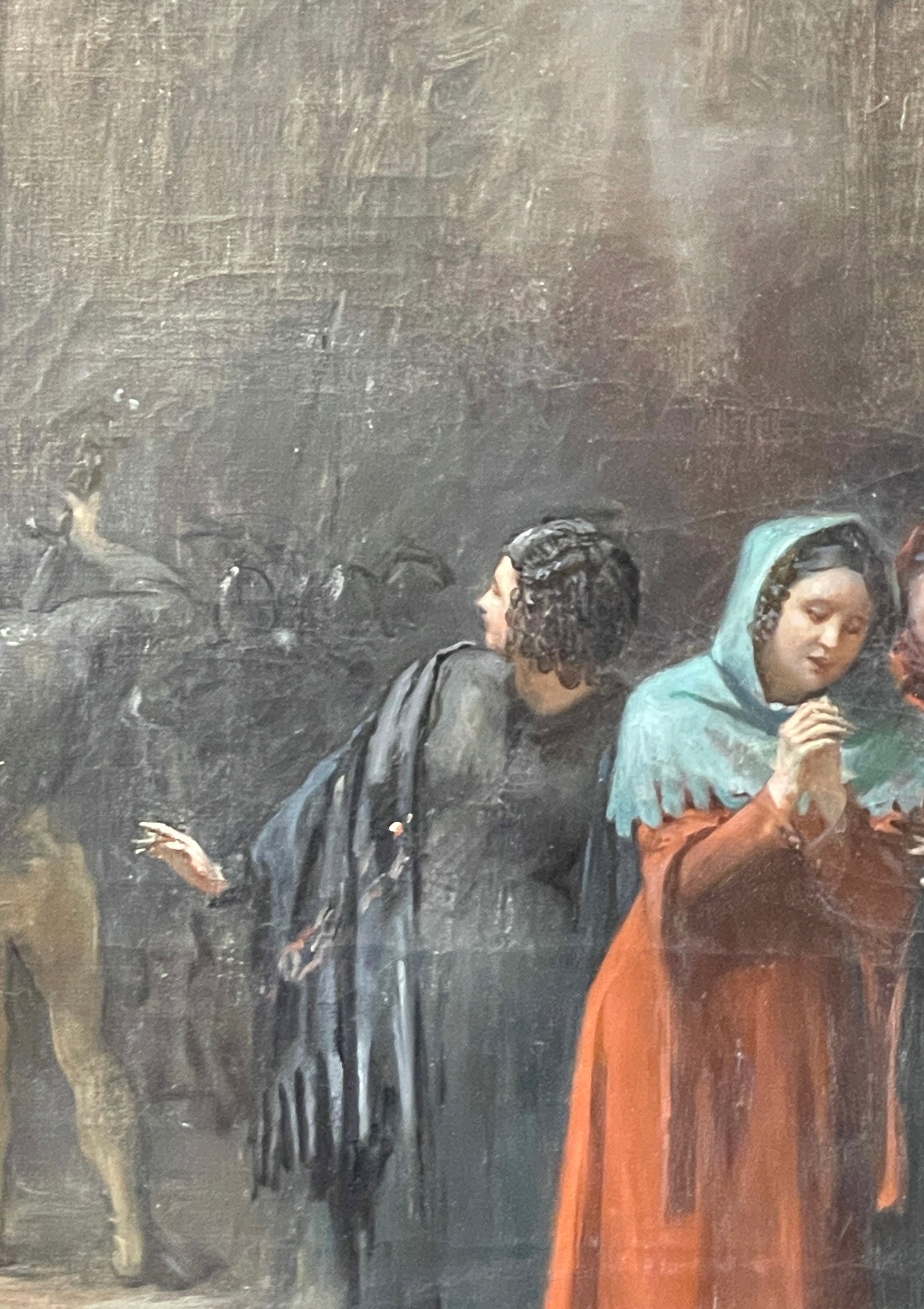 Dipinto antico, olio su tela, Omicidio di Filippo Strozzi, XIX secolo