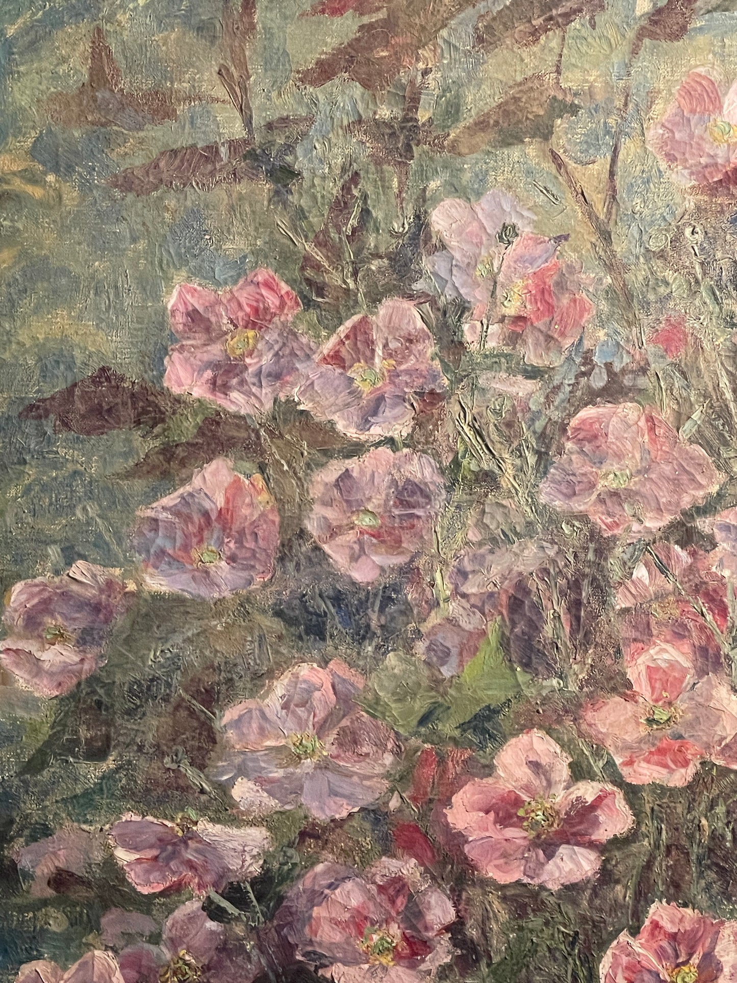Dipinto antico, olio su tela, Vaso di fiori, Bice Ajroldi, 1920