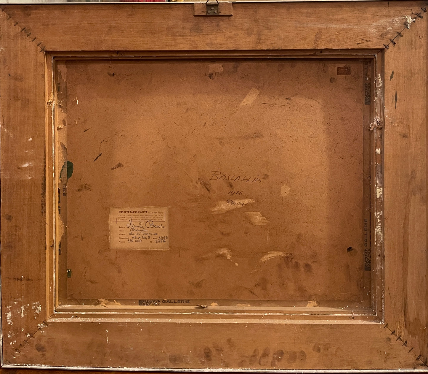 Dipinto olio su tavola, paesaggio, boscaglia, Bacosi, XX secolo