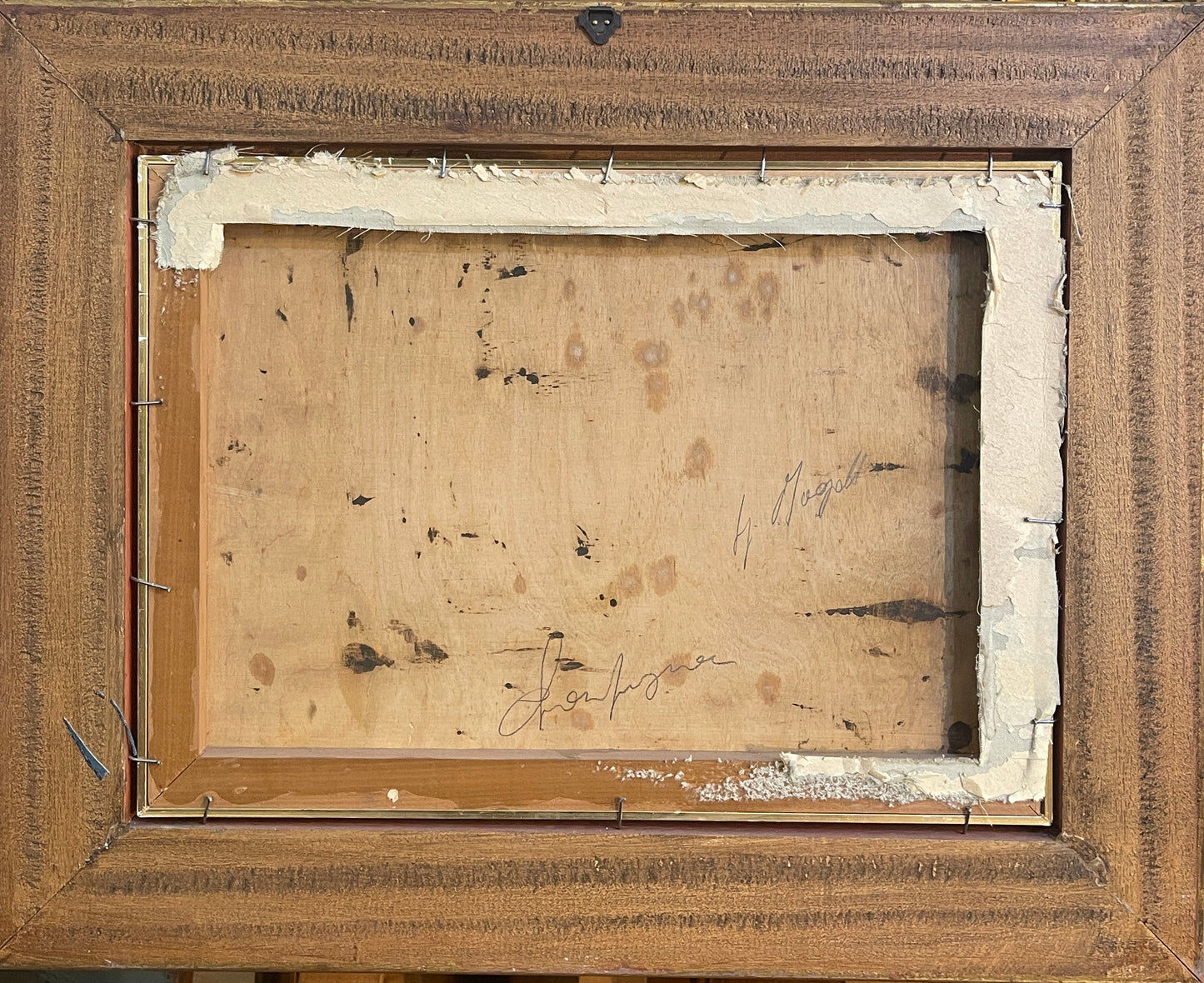 Dipinto olio su tavola, paesaggio con figure, XX secolo, Fossombrone