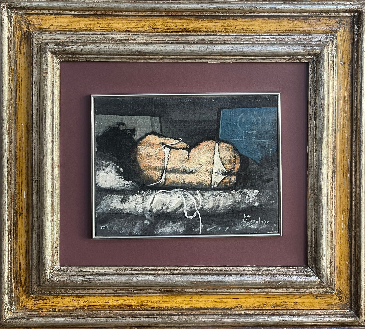 Dipinto olio su tavola, figura femminile, Liberatore, XX secolo