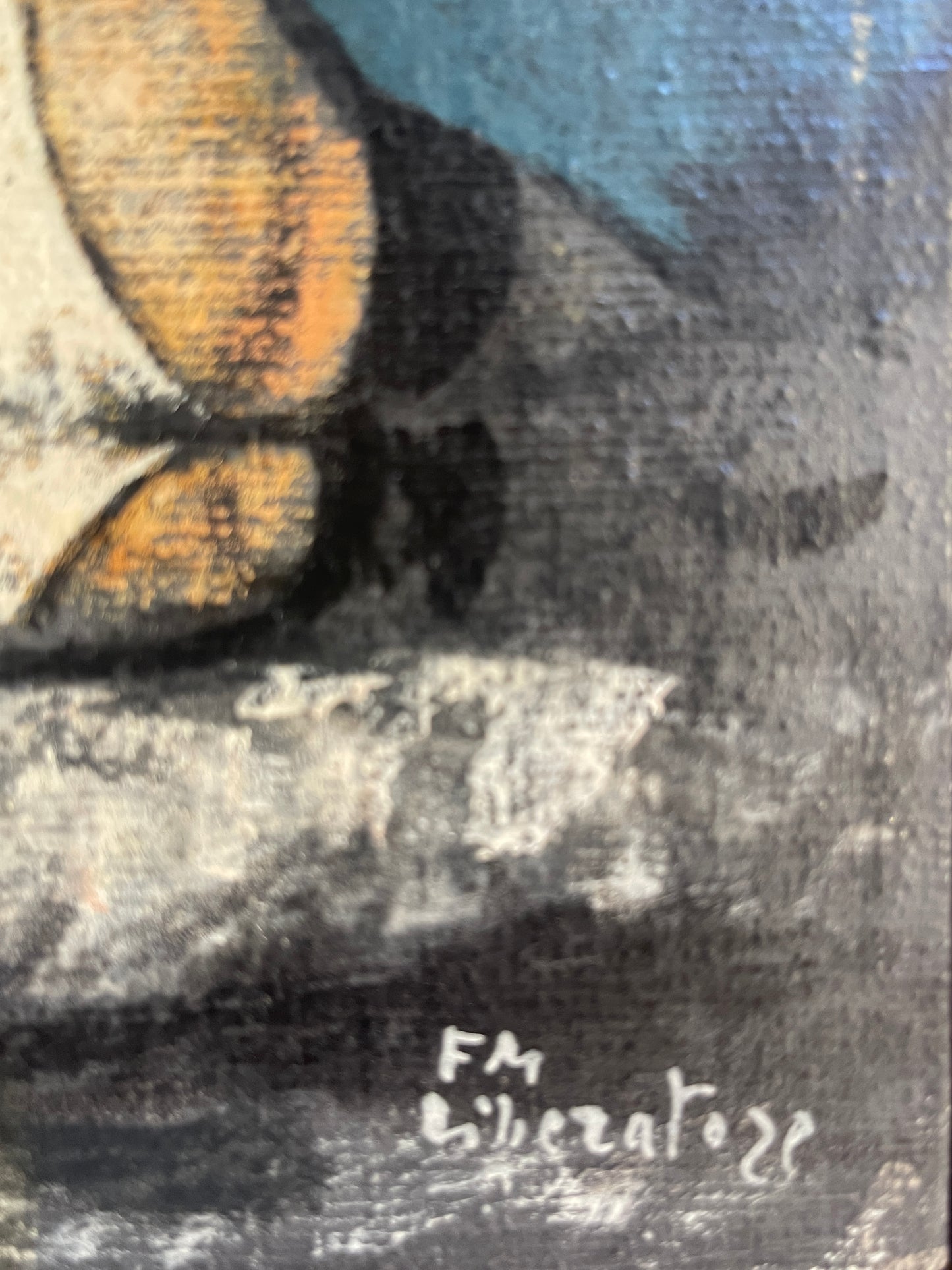 Dipinto olio su tavola, figura femminile, Liberatore, XX secolo