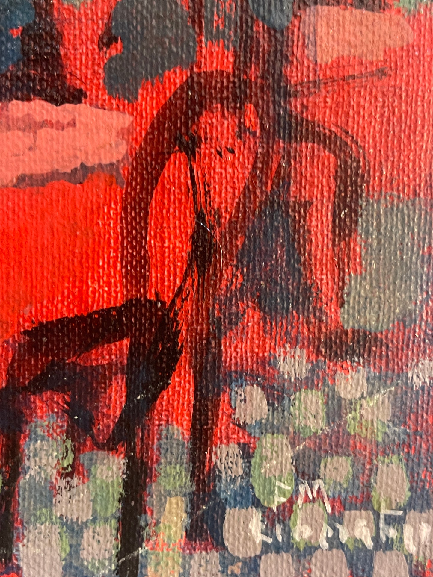 Dipinto olio su tavola, figure in un bar, Liberatore, XX secolo