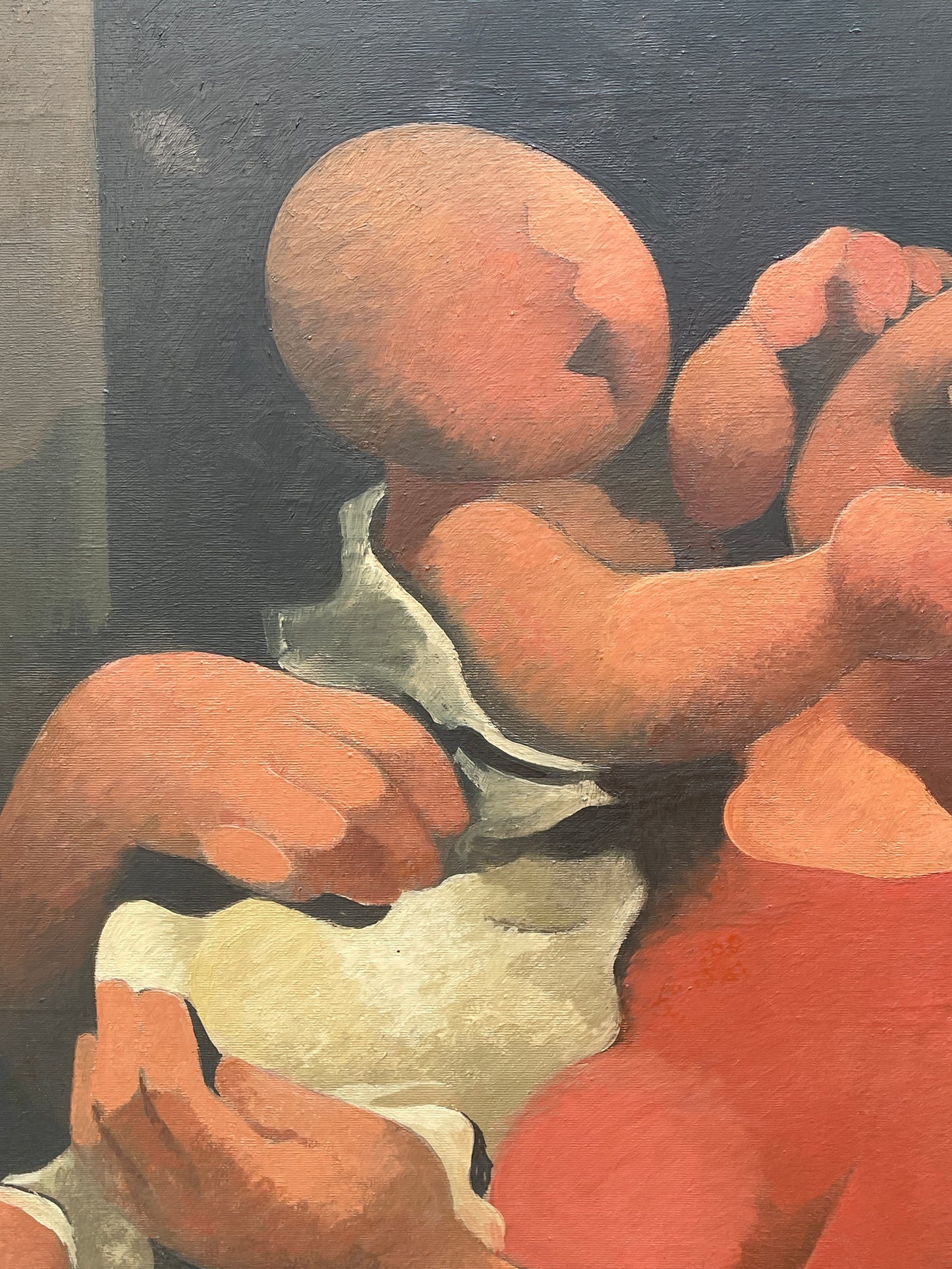 Dipinto a olio su tela, mamma con bambino, XX secolo, Manolo Ruiz Pipo