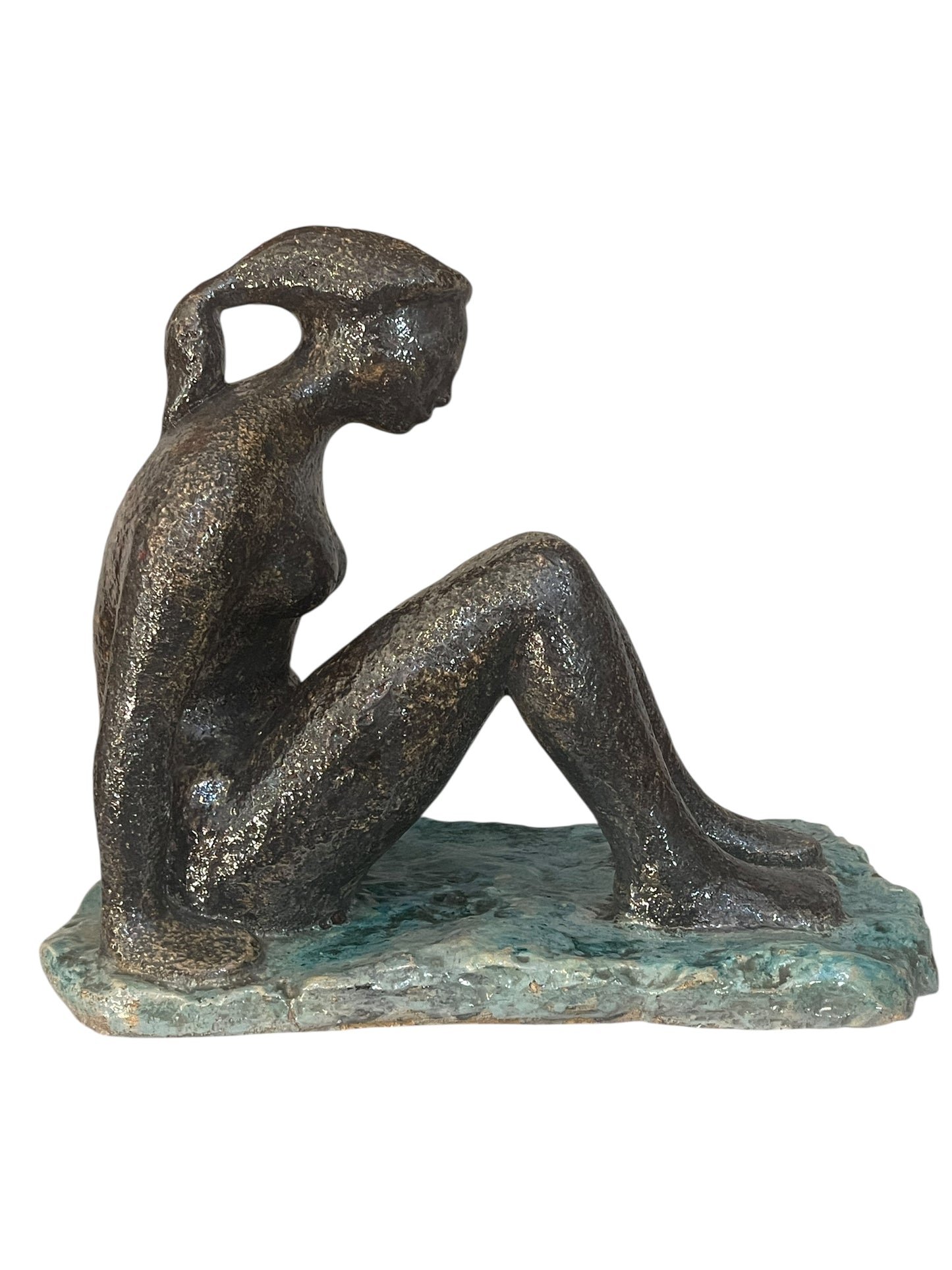 Arte moderna, Scultura terracotta, nudo di donna, M. Porcù, XX secolo