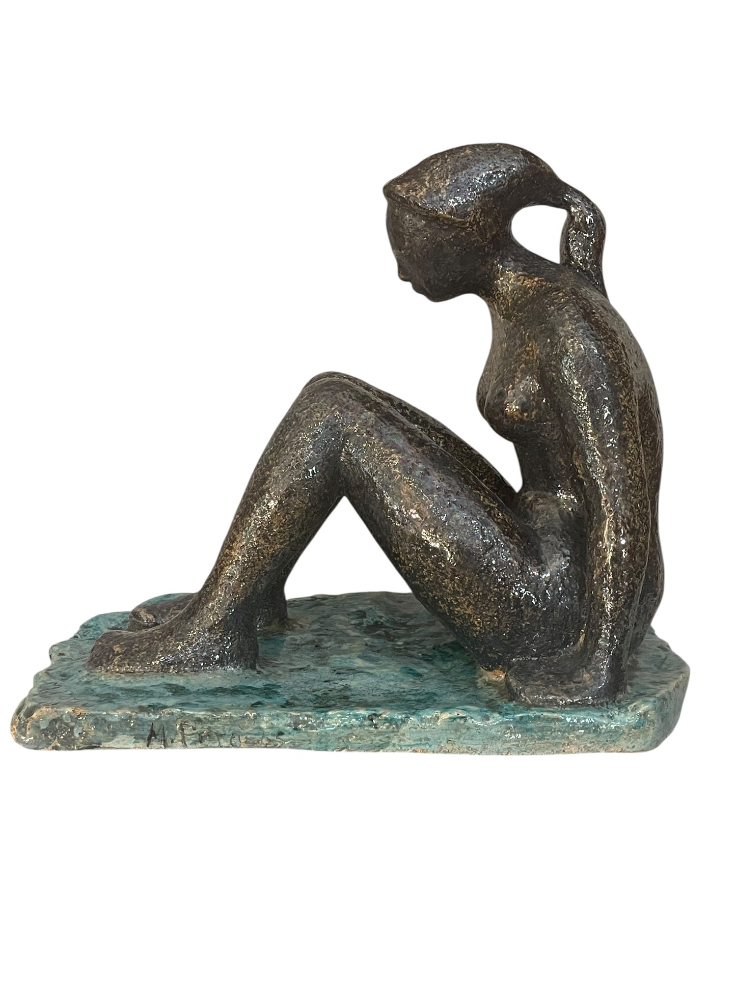 Arte moderna, Scultura terracotta, nudo di donna, M. Porcù, XX secolo