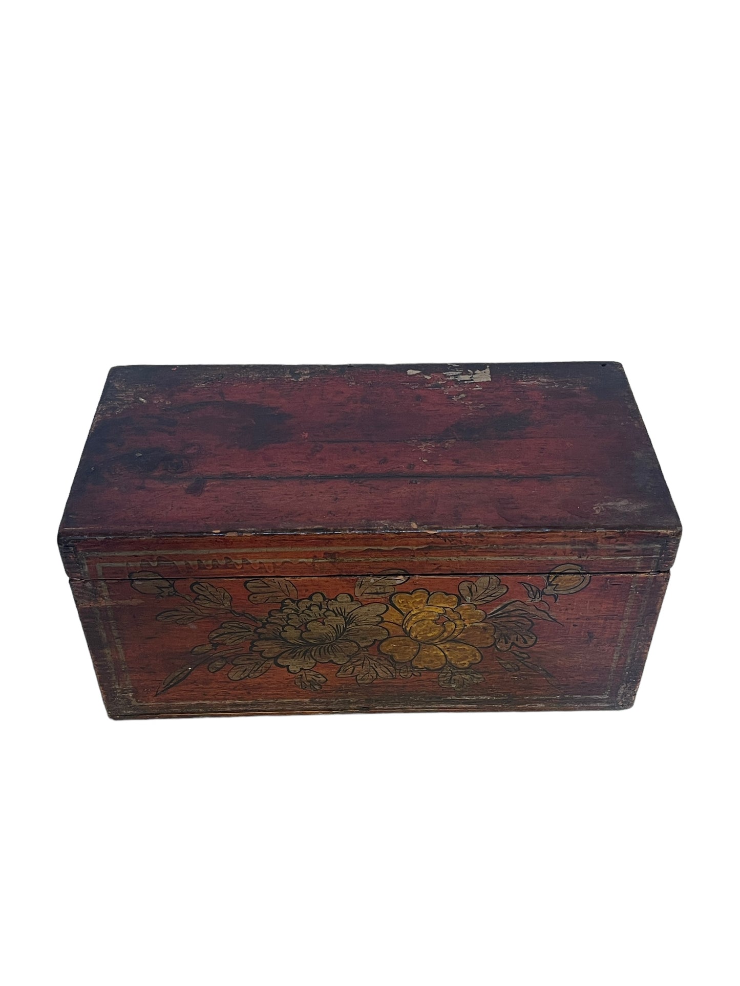Scatola in legno, decorata a mano, orientale XIX secolo