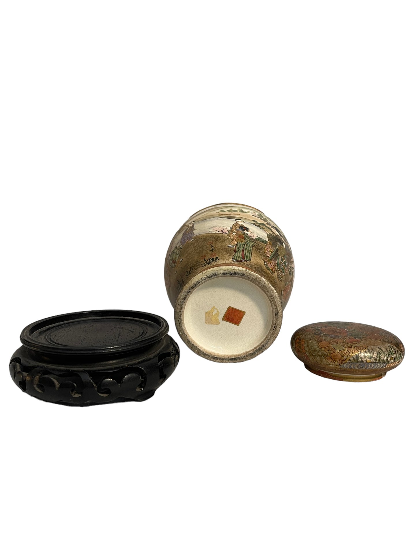 Vaso Satsuma potiche antico giapponese, ceramica decorata, XIX - XX secolo