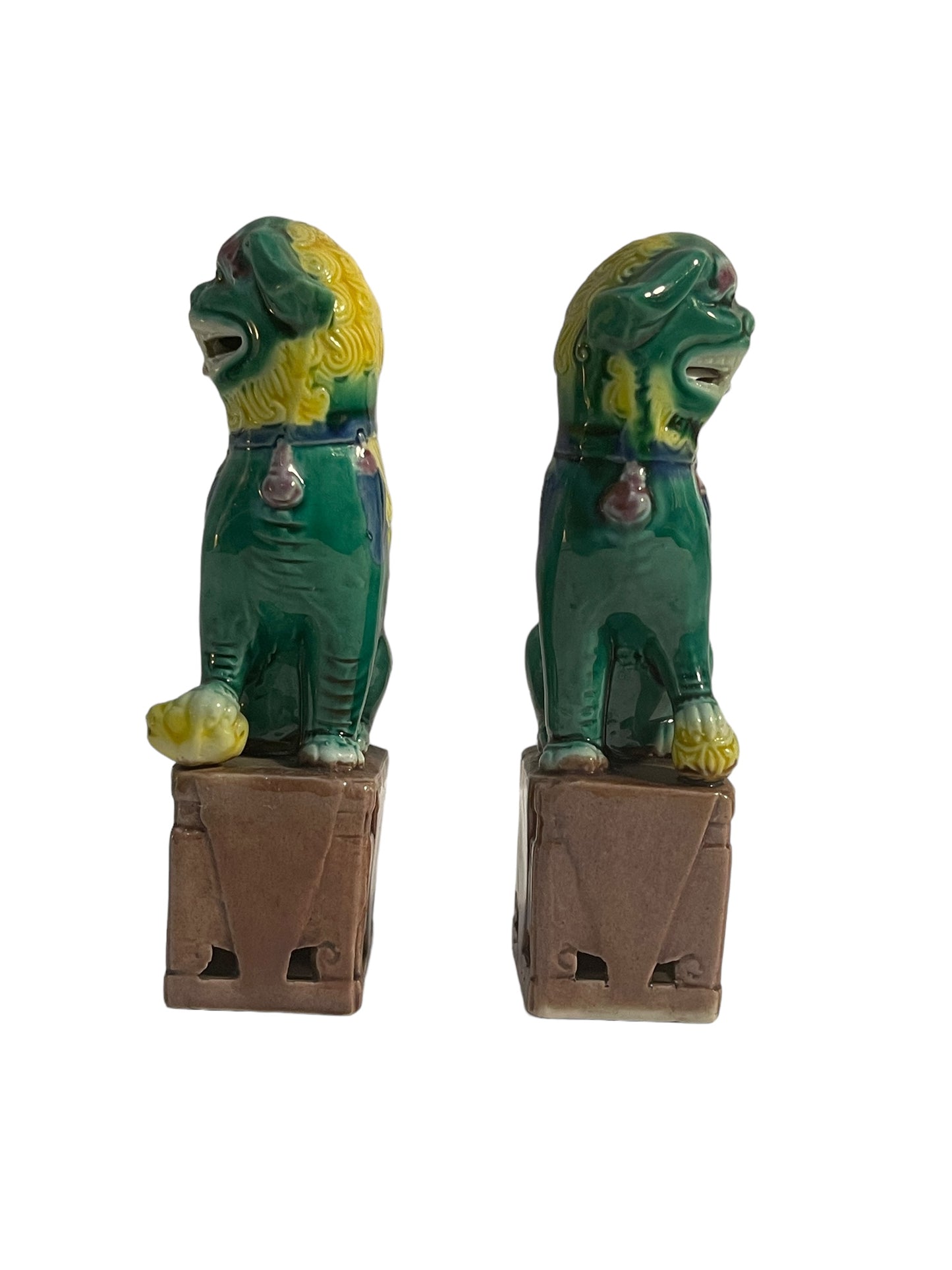Coppia cani Pho cinesi, policromi, ceramica cinese, XX secolo