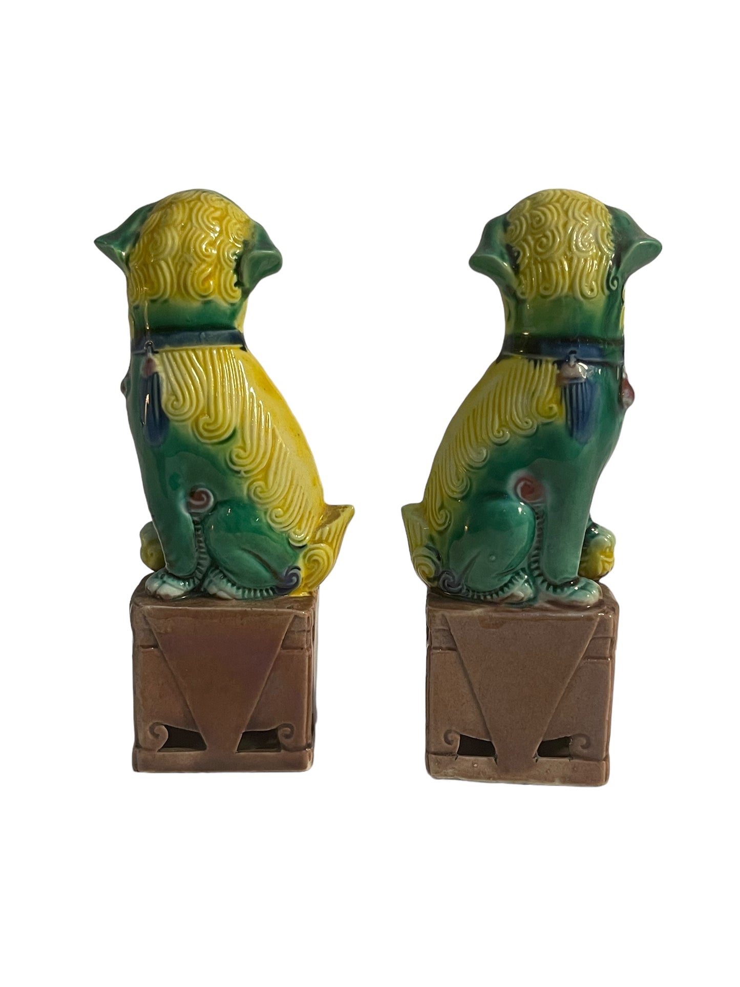 Coppia cani Pho cinesi, policromi, ceramica cinese, XX secolo