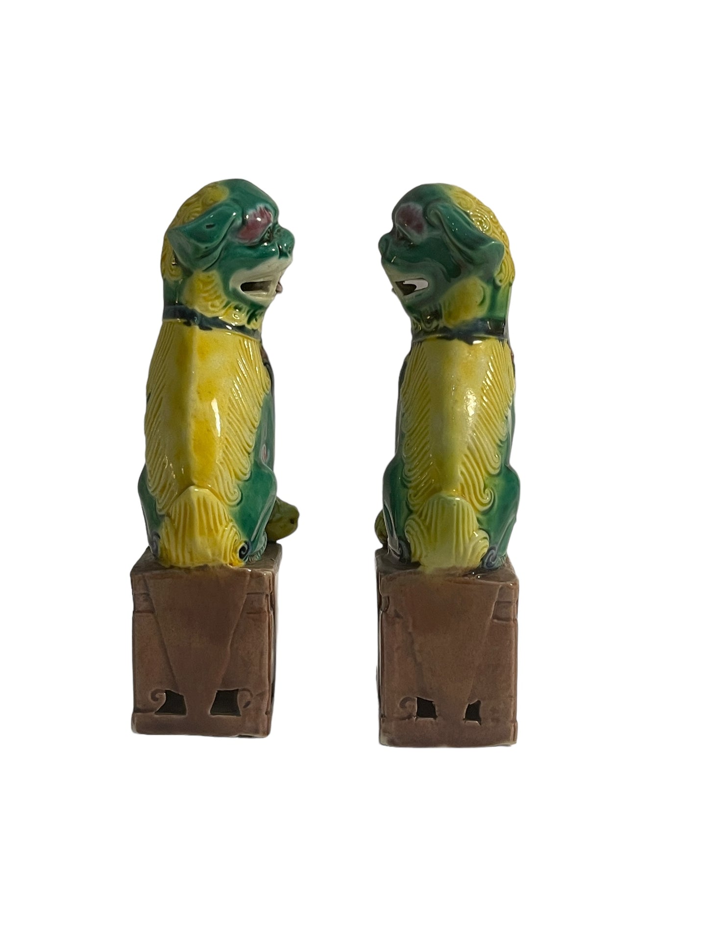 Coppia cani Pho cinesi, policromi, ceramica cinese, XX secolo