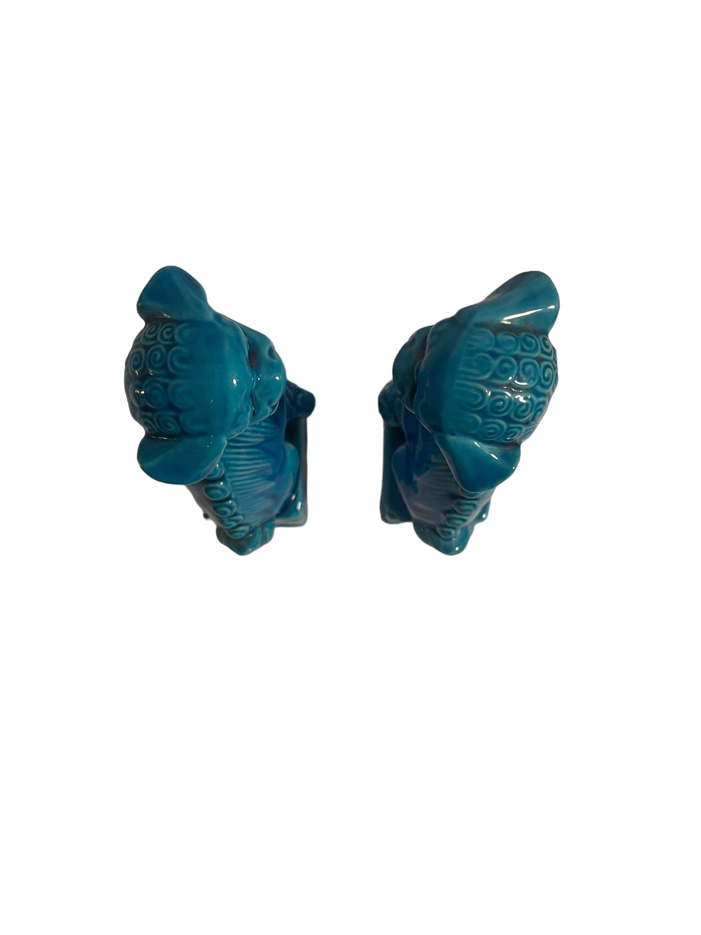 Coppia cani Pho cinesi, blu, ceramica cinese, XX secolo