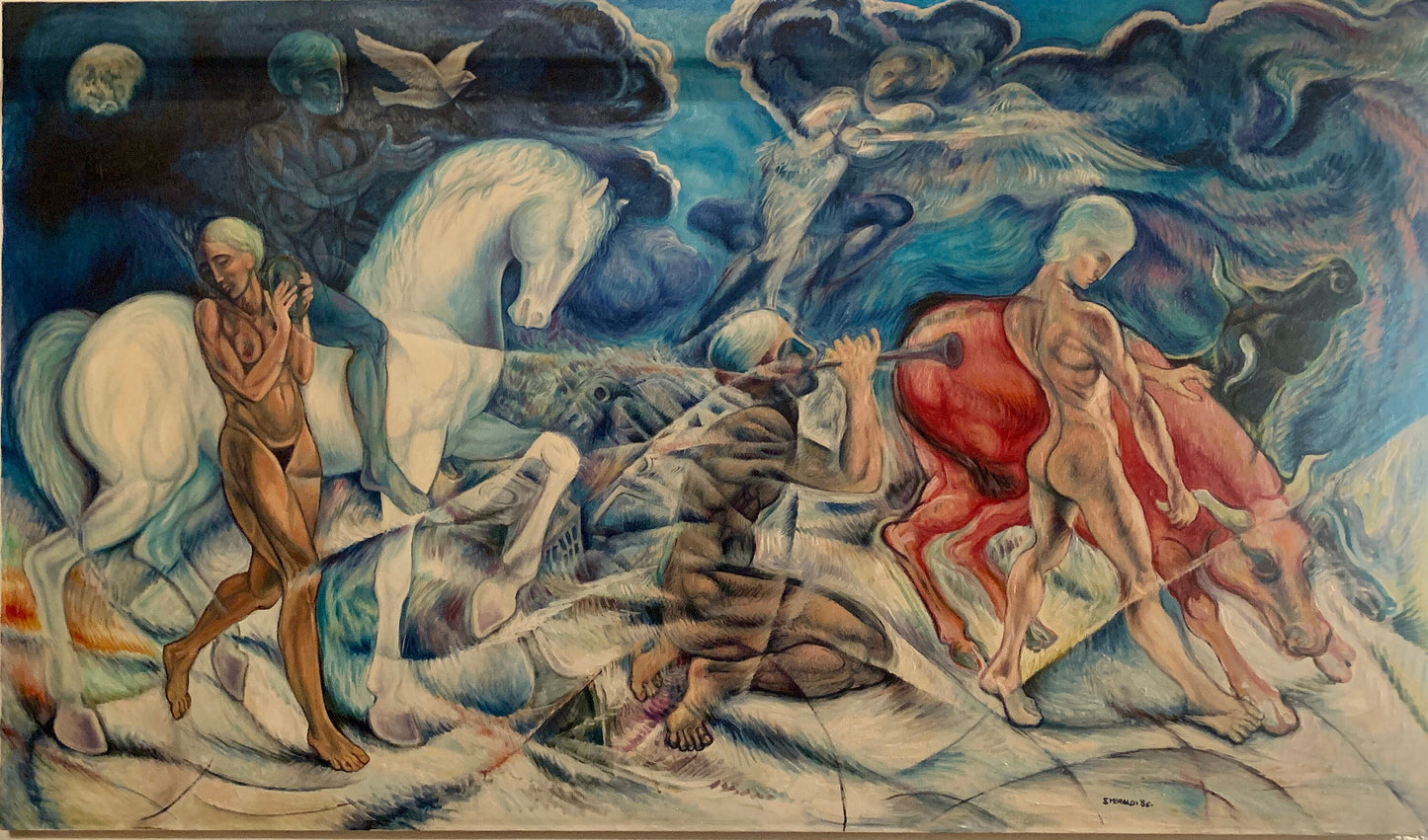 Dipinto futurista contemporaneo Smeraldi