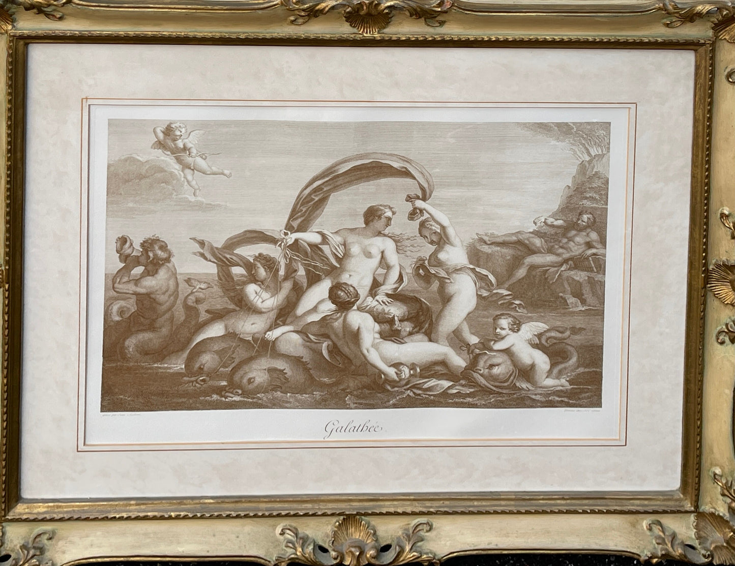 Stampa da Jean Audra , Galateo. Ben conservata e con raffinata cornice