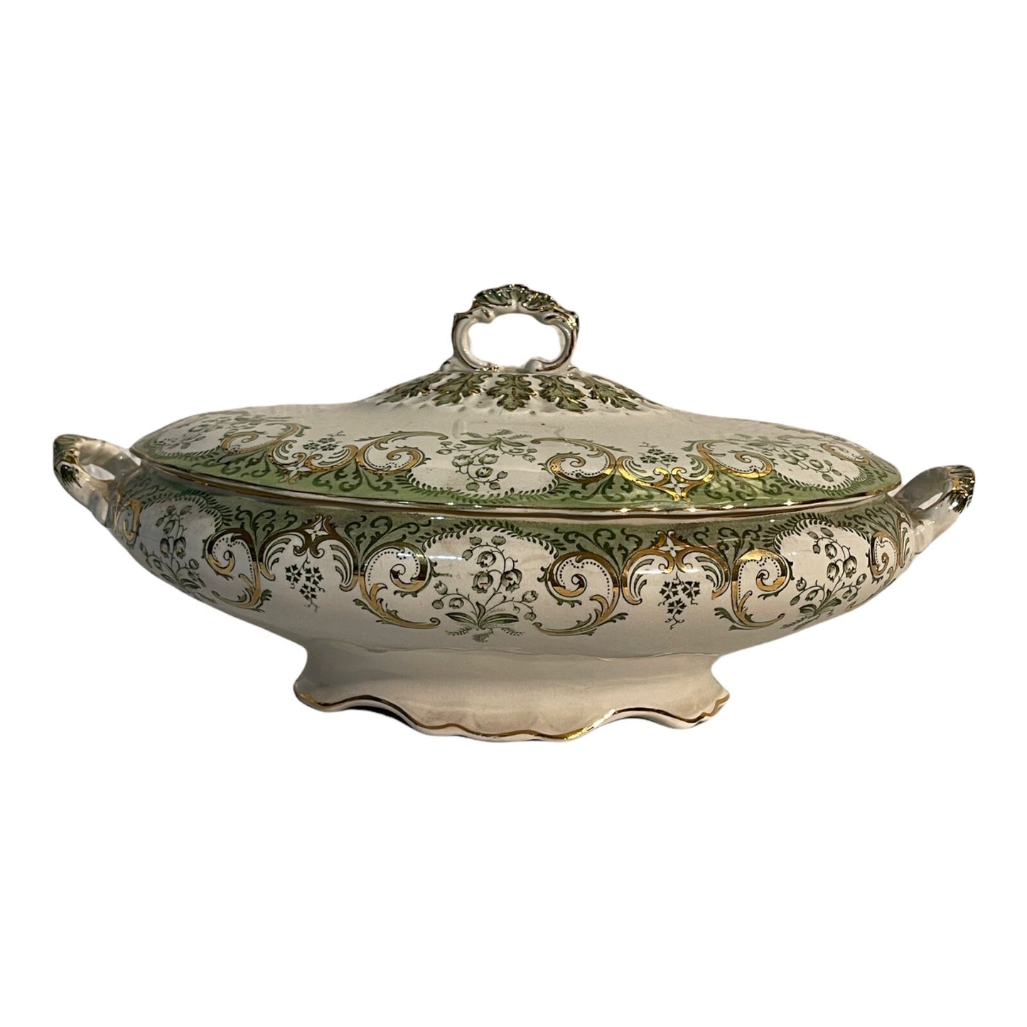 Zuppiera in ceramica, XX secolo, finemente decorata a mano