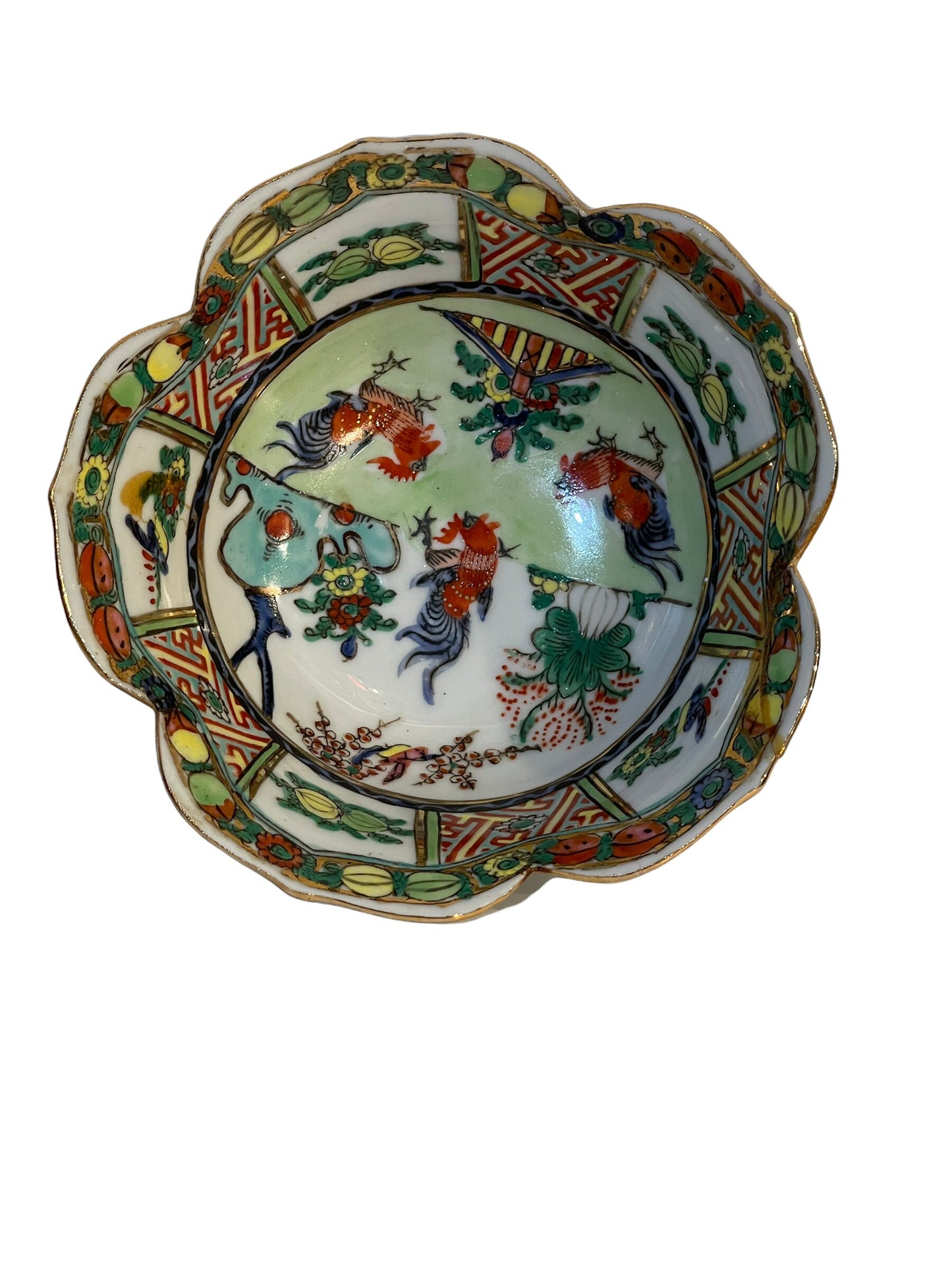 Ciotolina in ceramica decorata cinese, XX secolo, tema animali