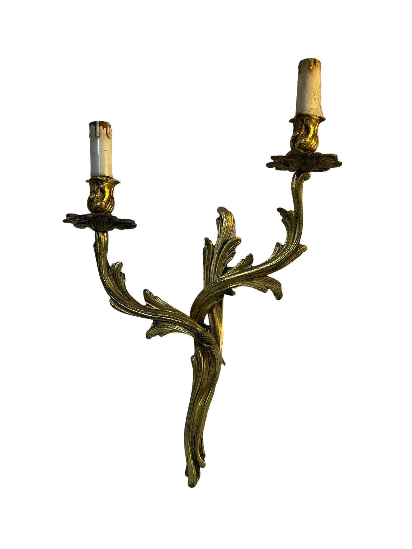 Coppia di applique, in bronzo dorato, XIX secolo