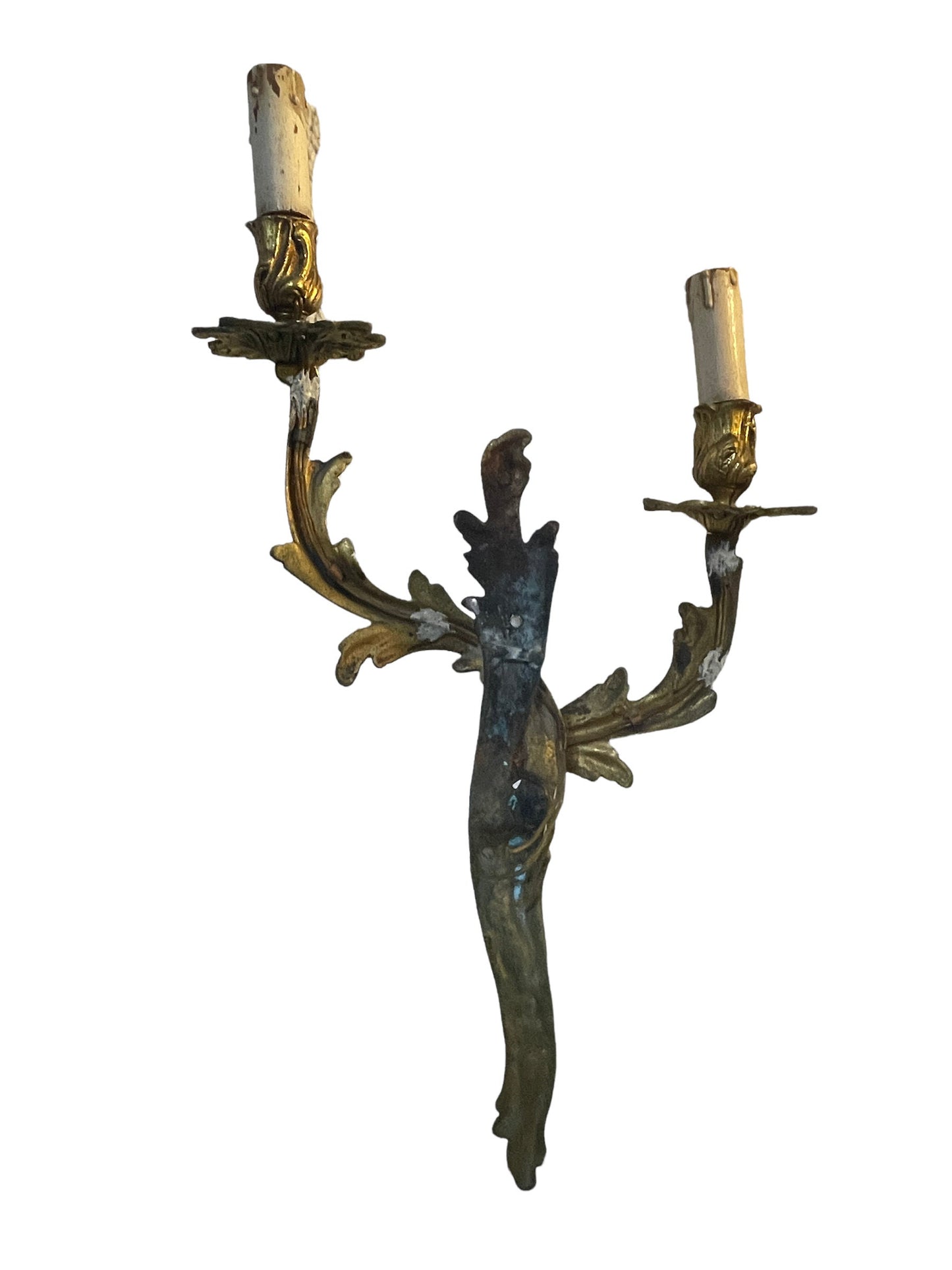 Coppia di applique, in bronzo dorato, XIX secolo