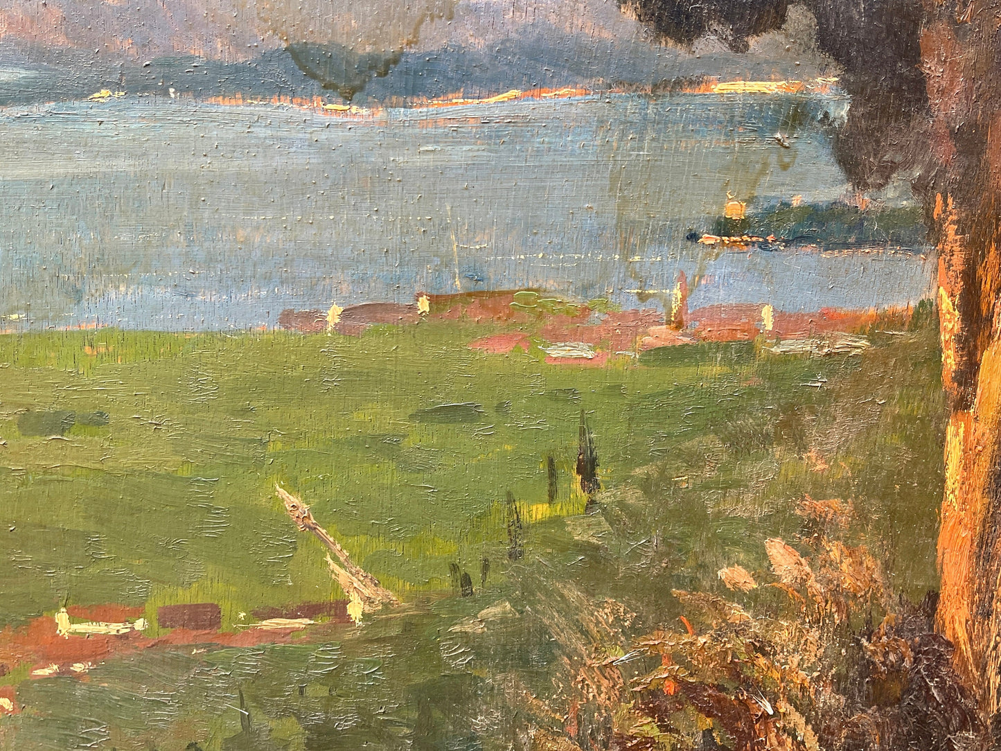 Olio su tavola, paesaggio, Umberto Montini