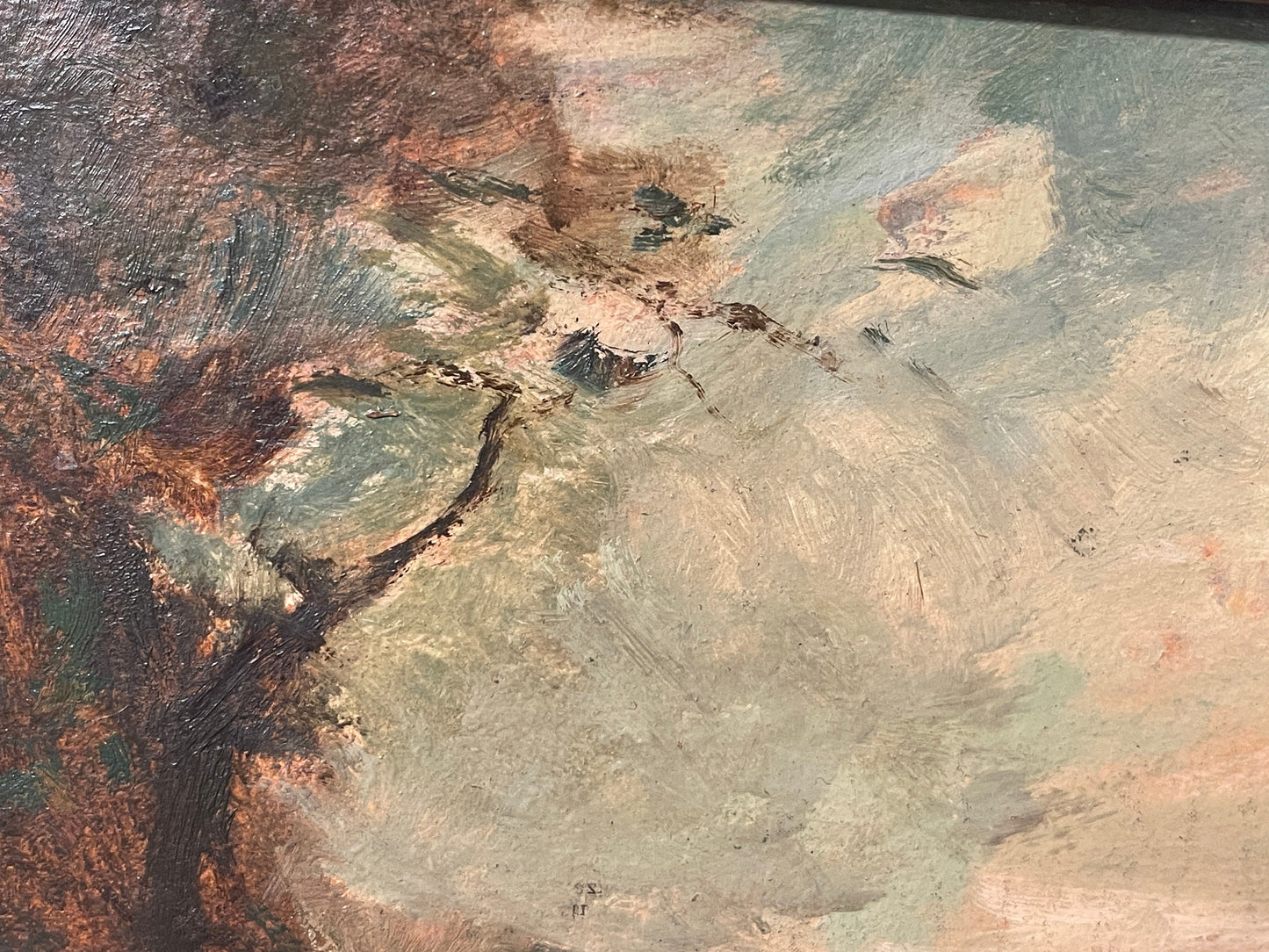 Dipinto olio su cartoncino, Donna a tavola, V. Zolla, XIX secolo