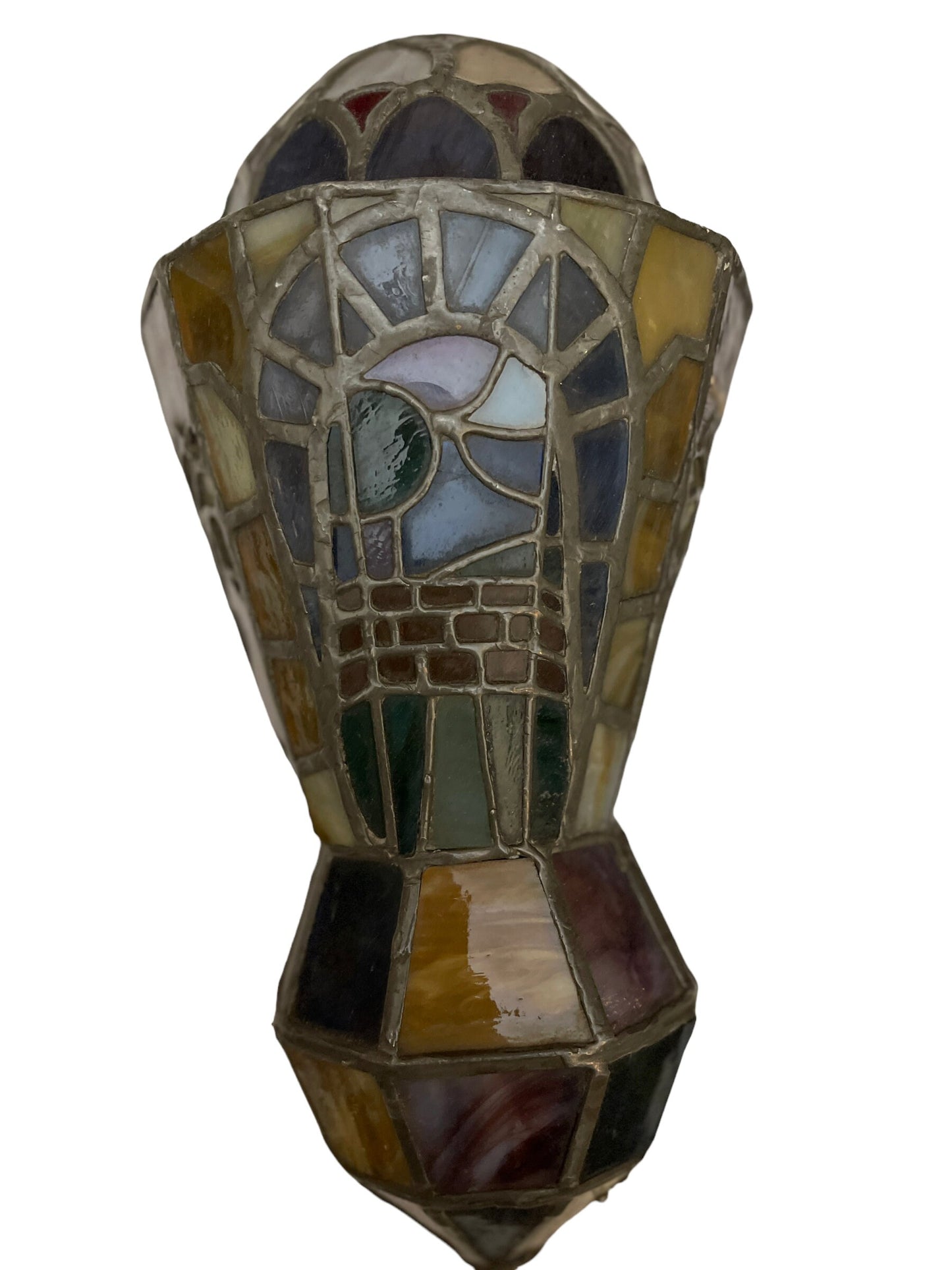 Coppia applique Art Deco, vetro piombato, XX secolo