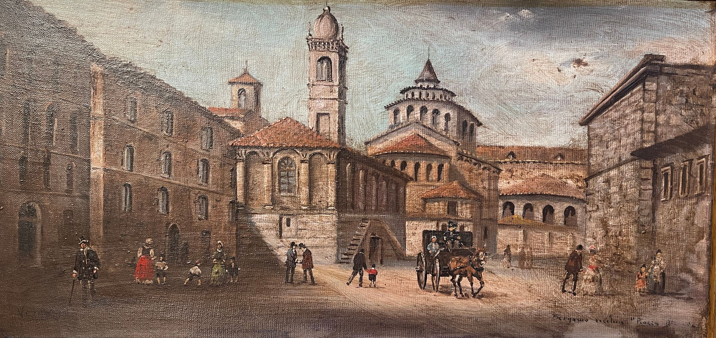 Dipinto olio su tavola, XX secolo, Vergani, paesaggio