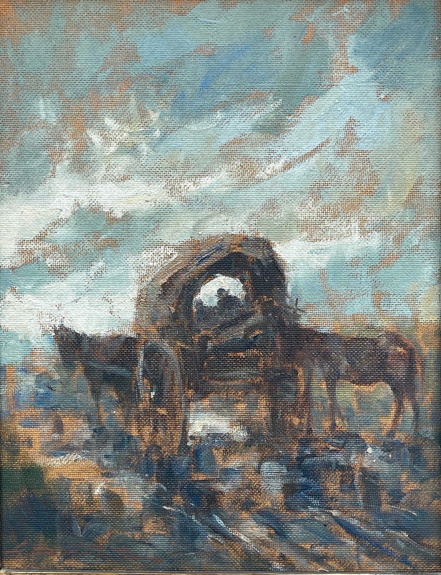 Dipinto olio su tela, carovana, Bonfatti - XX secolo