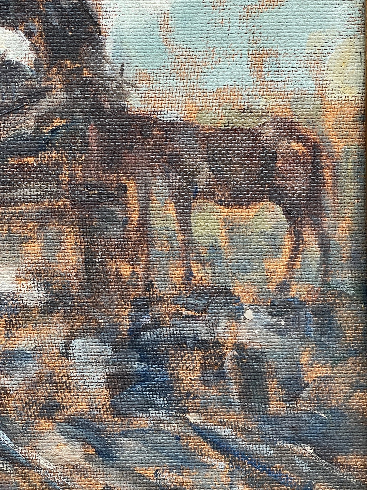 Dipinto olio su tela, carovana, Bonfatti - XX secolo