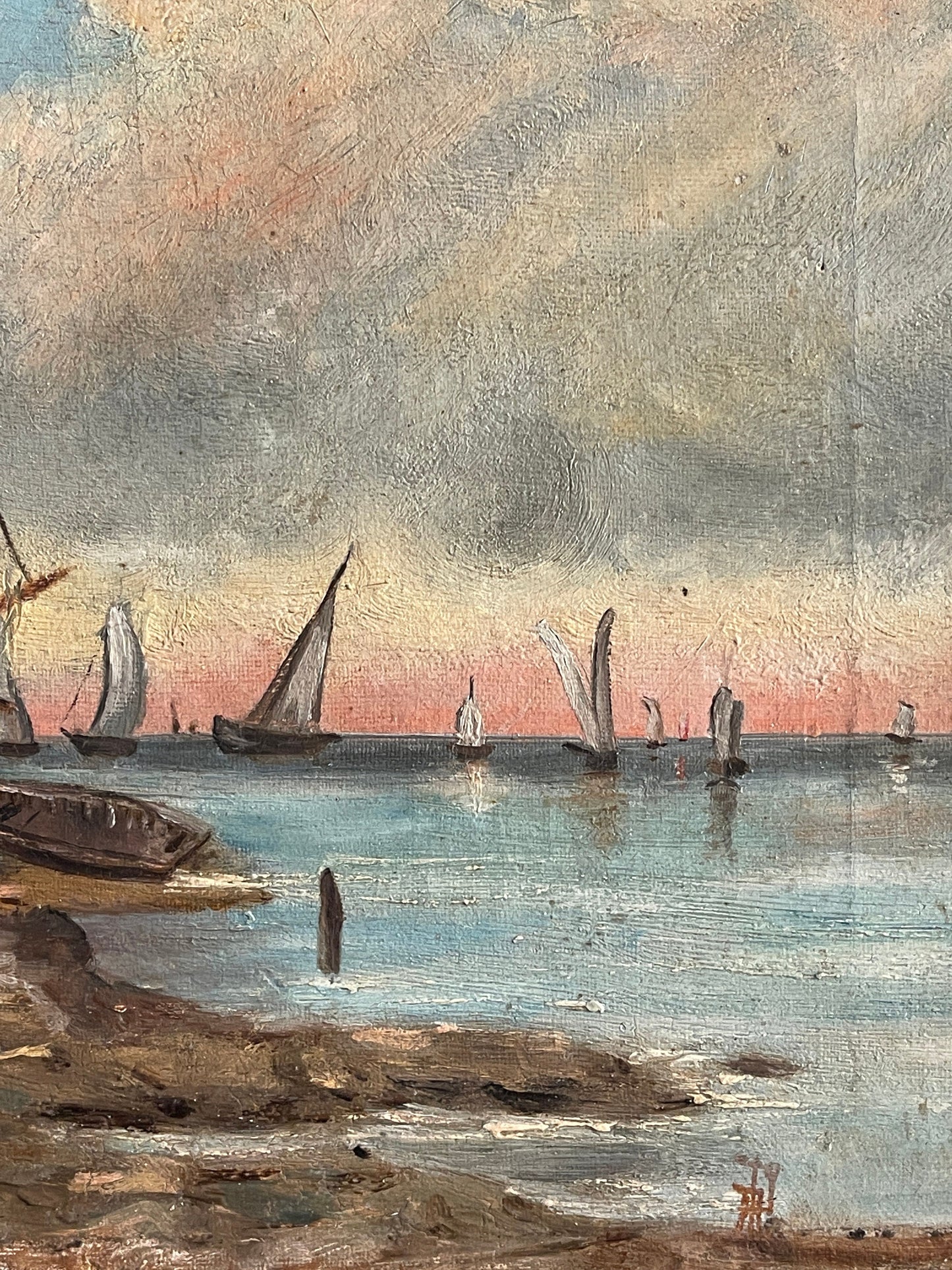 Dipinto olio su tela, marina, XX secolo