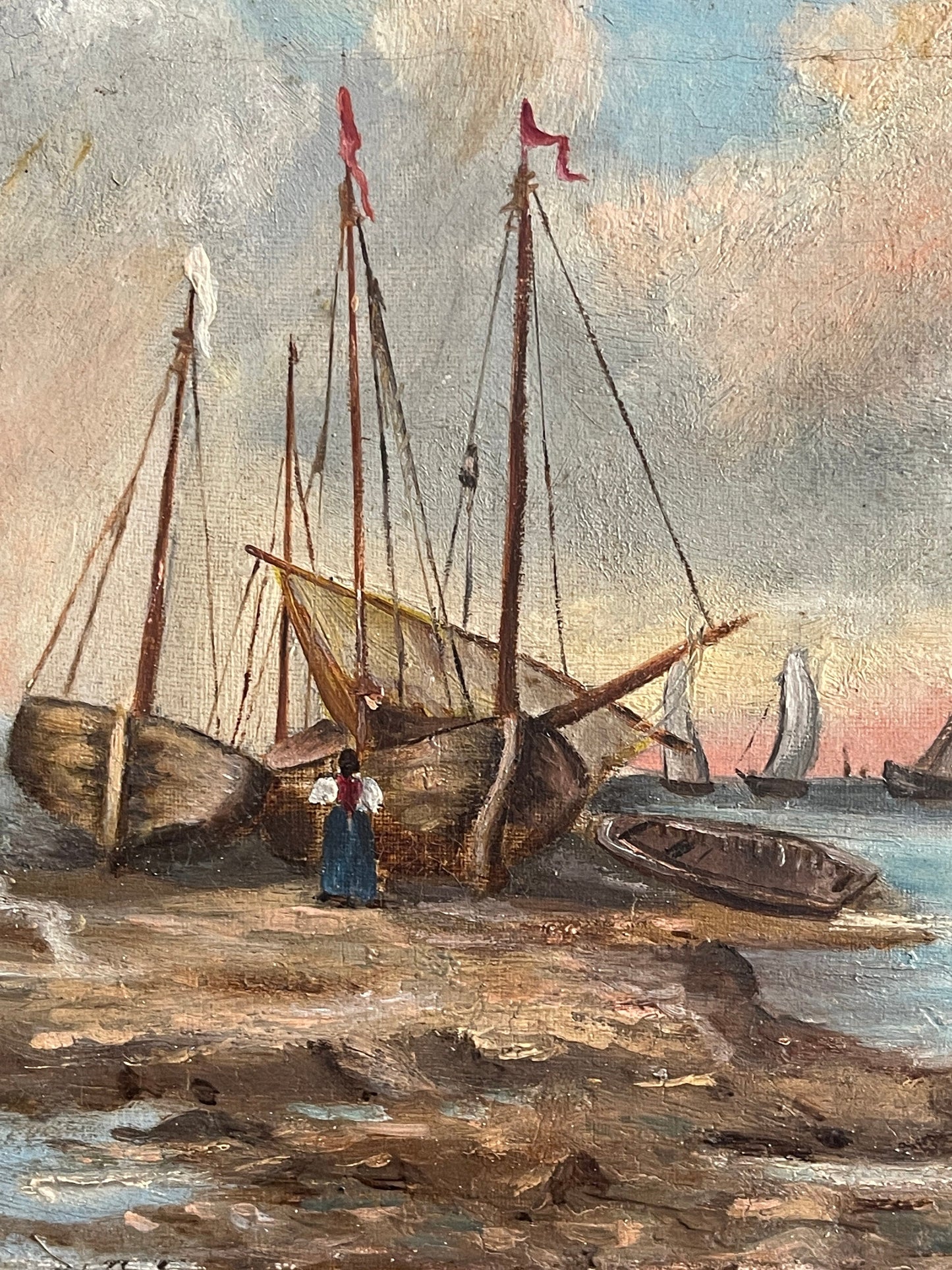 Dipinto olio su tela, marina, XX secolo