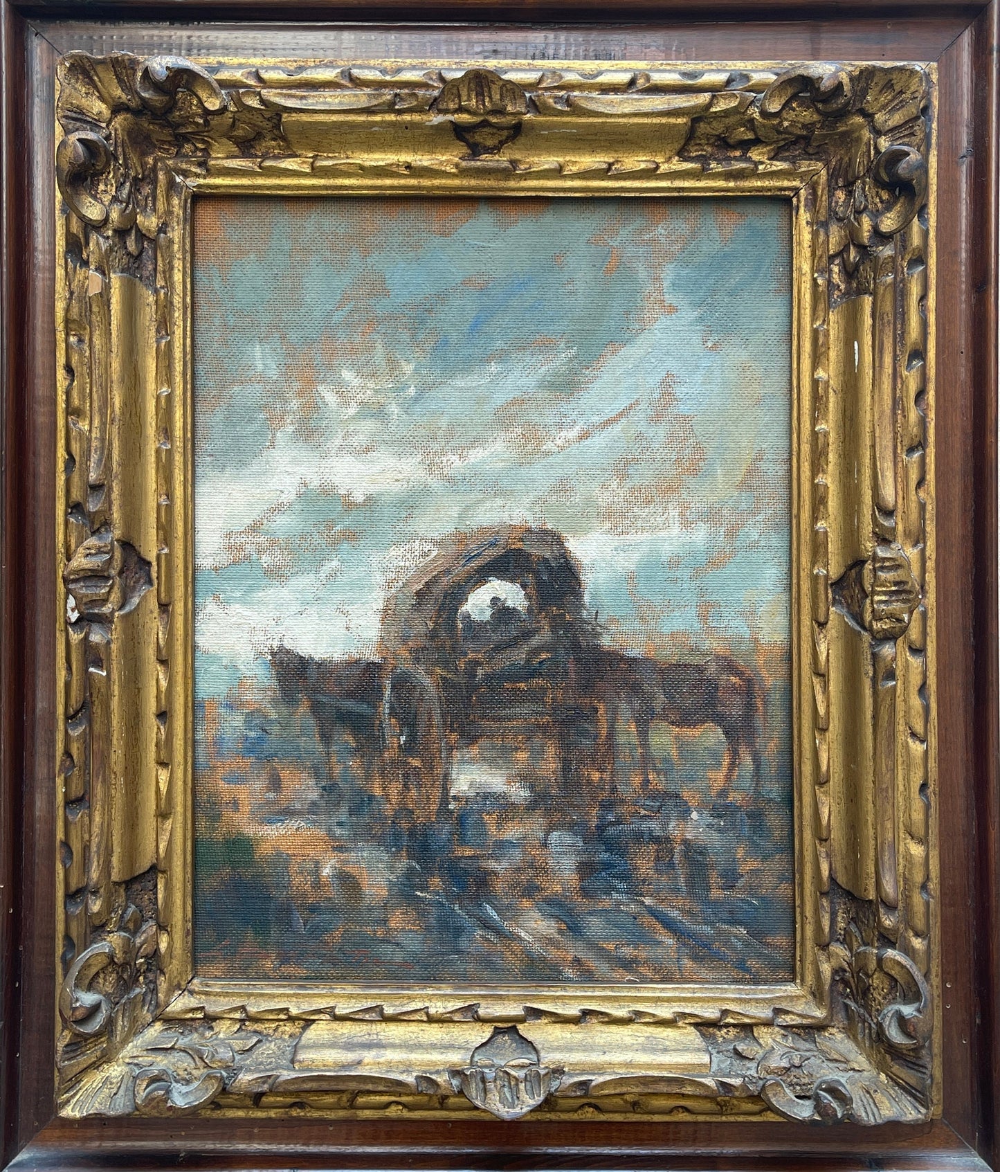 Dipinto olio su tela, carovana, Bonfatti - XX secolo