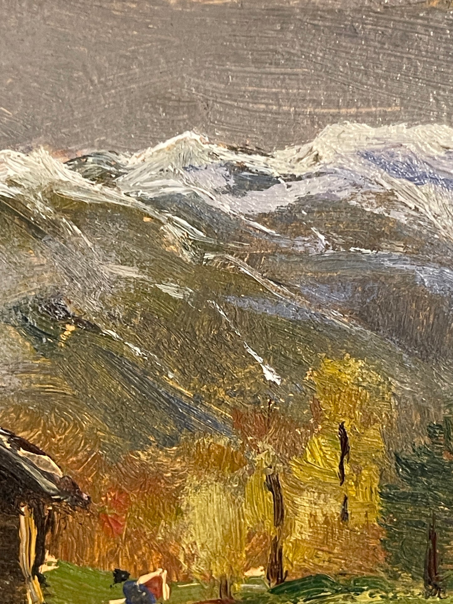 Dipinto olio su tavola, Paesaggio di montagna, Manfredi, XX secolo