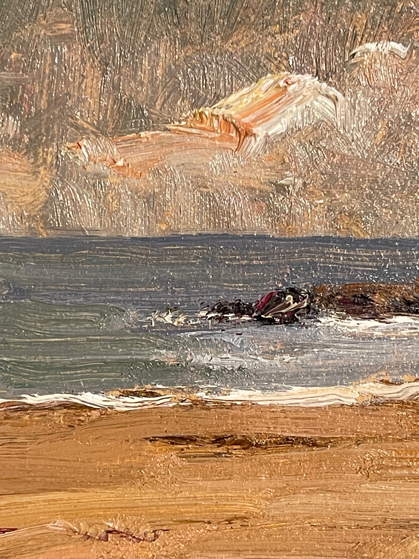 Dipinto olio su tavola, Paesaggio di mare, Manfredi, XX secolo