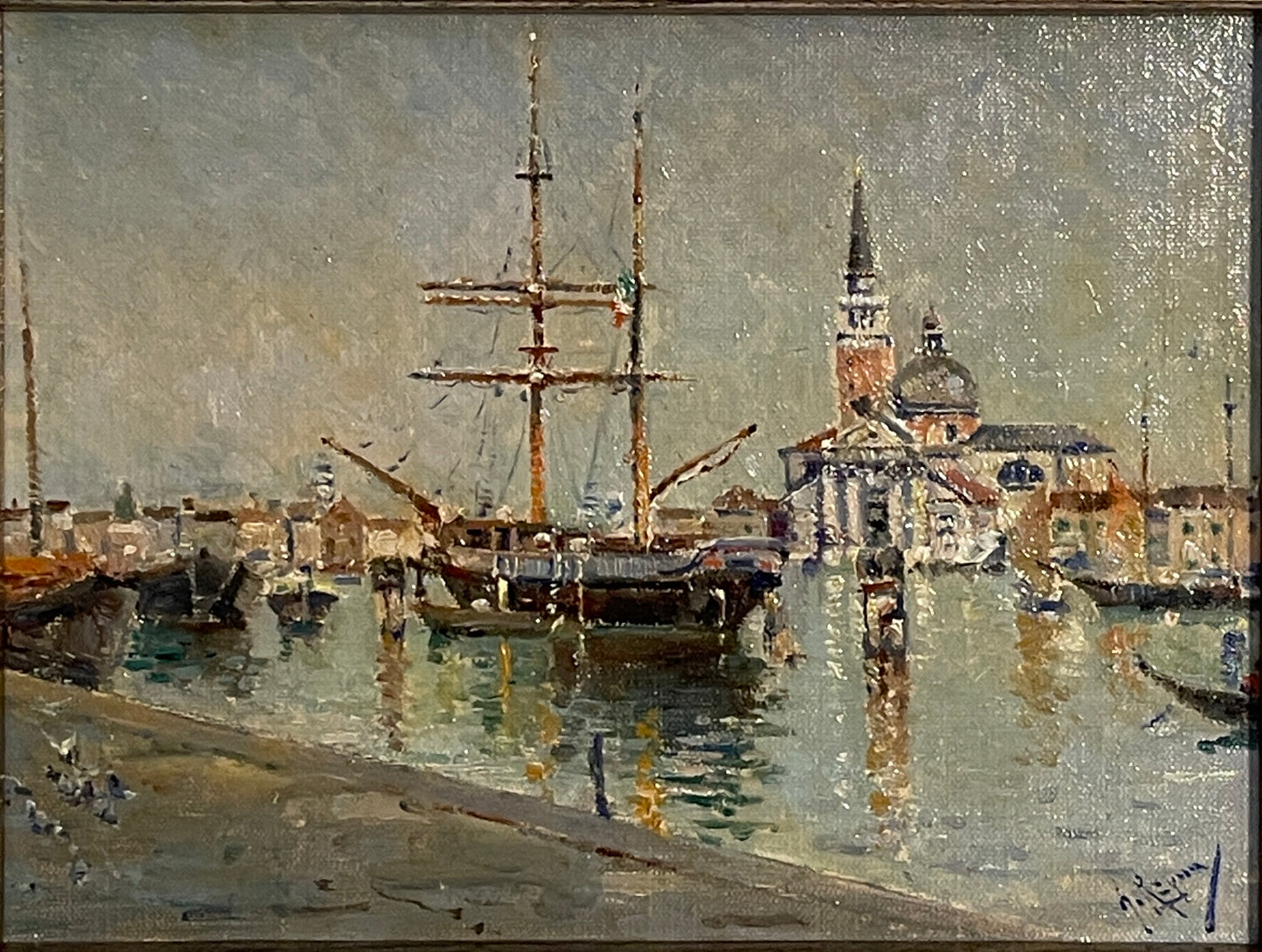 Dipinto olio su tavola, Venezia, Antonio Reyna, XIX secolo