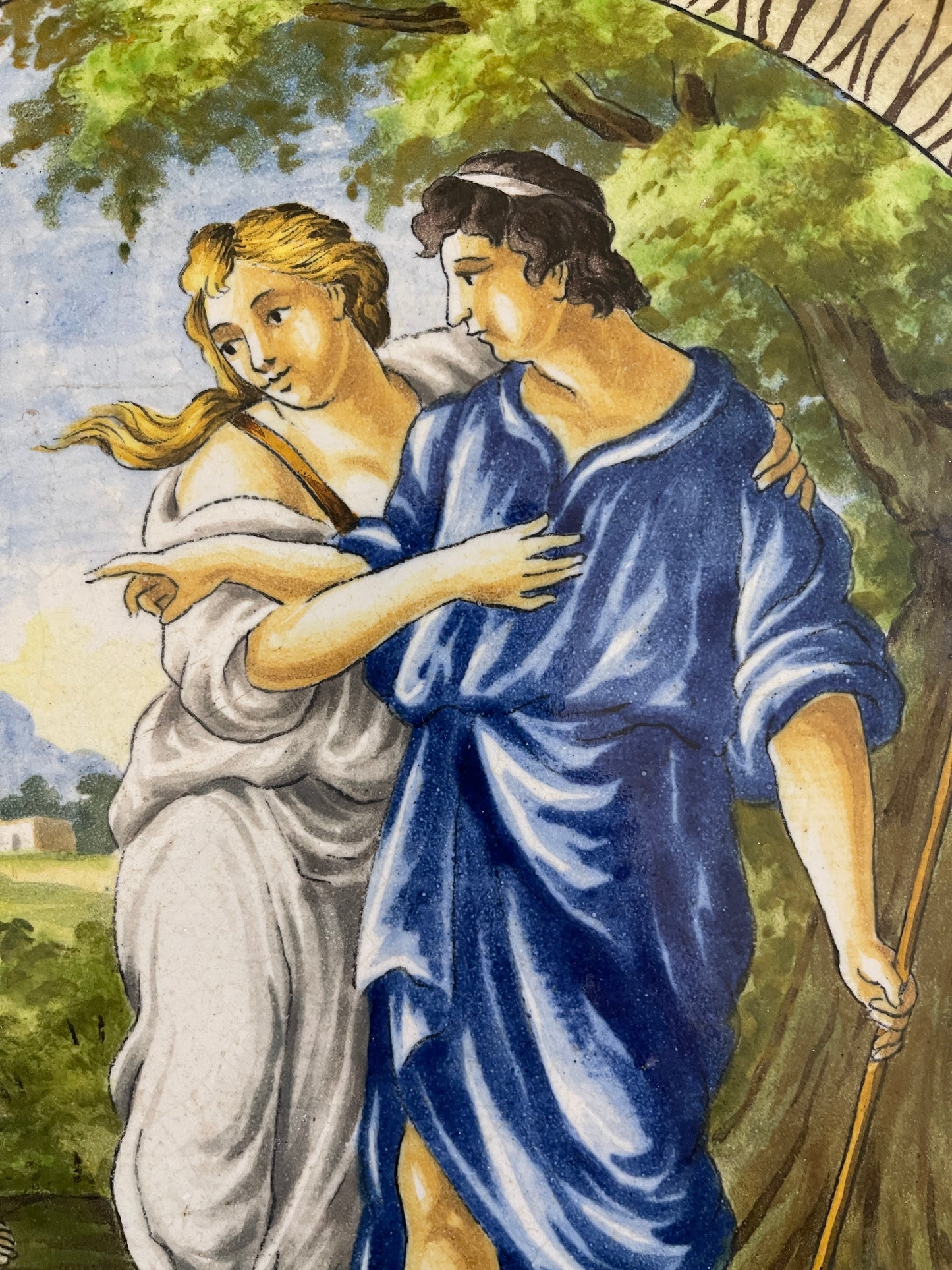 Piatto in ceramica decorato, XIX secolo, scena mitologica