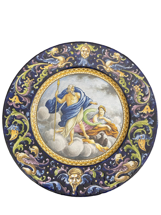 Piatto in ceramica decorato, XIX secolo, scena mitologica