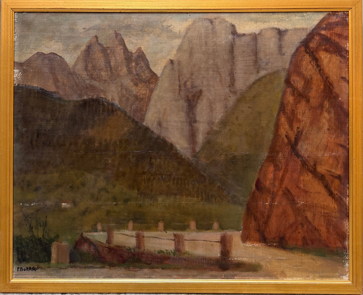 Dipinto olio su tela, Montagne, Pompeo Borra, 1932