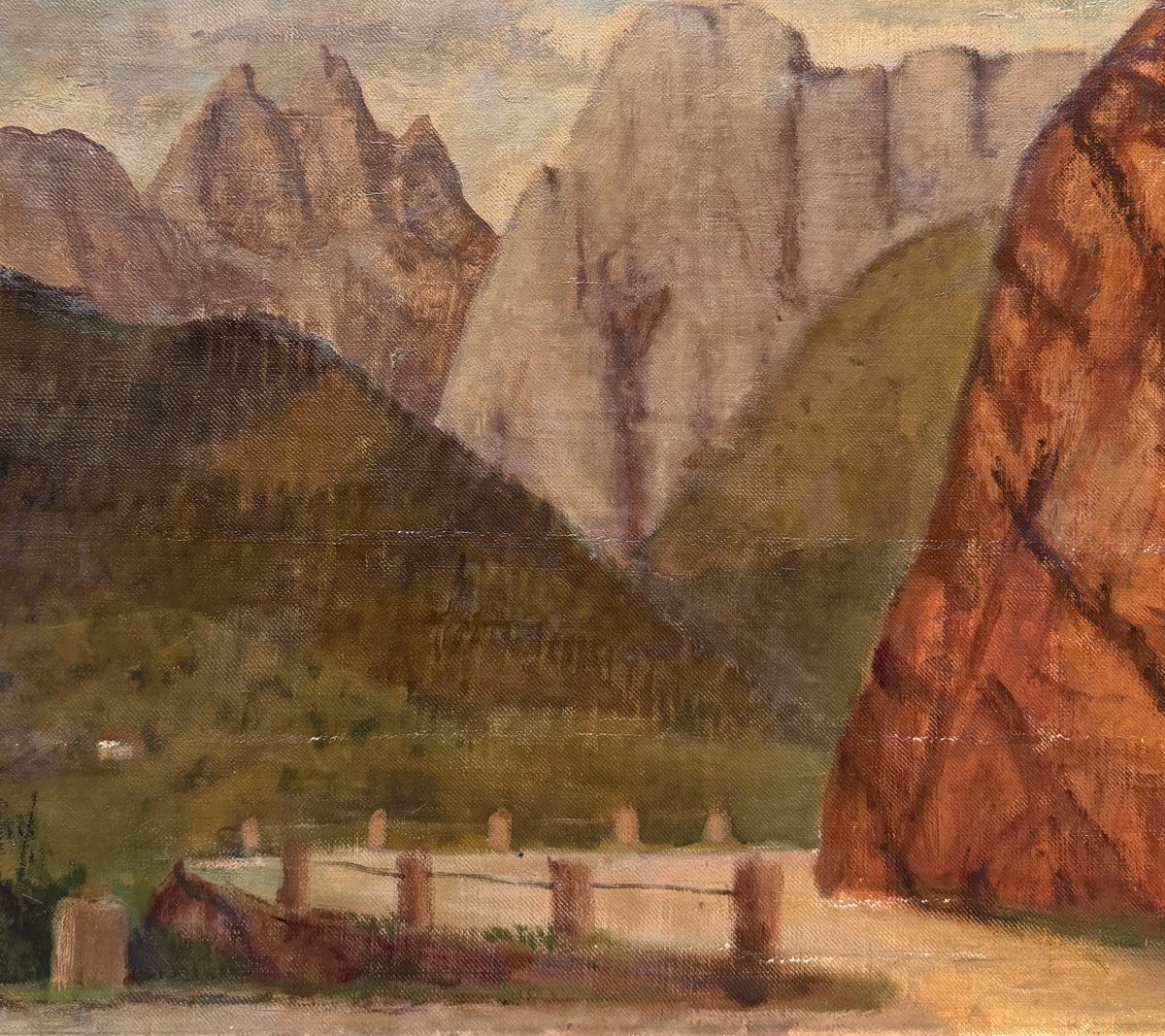 Dipinto olio su tela, Montagne, Pompeo Borra, 1932