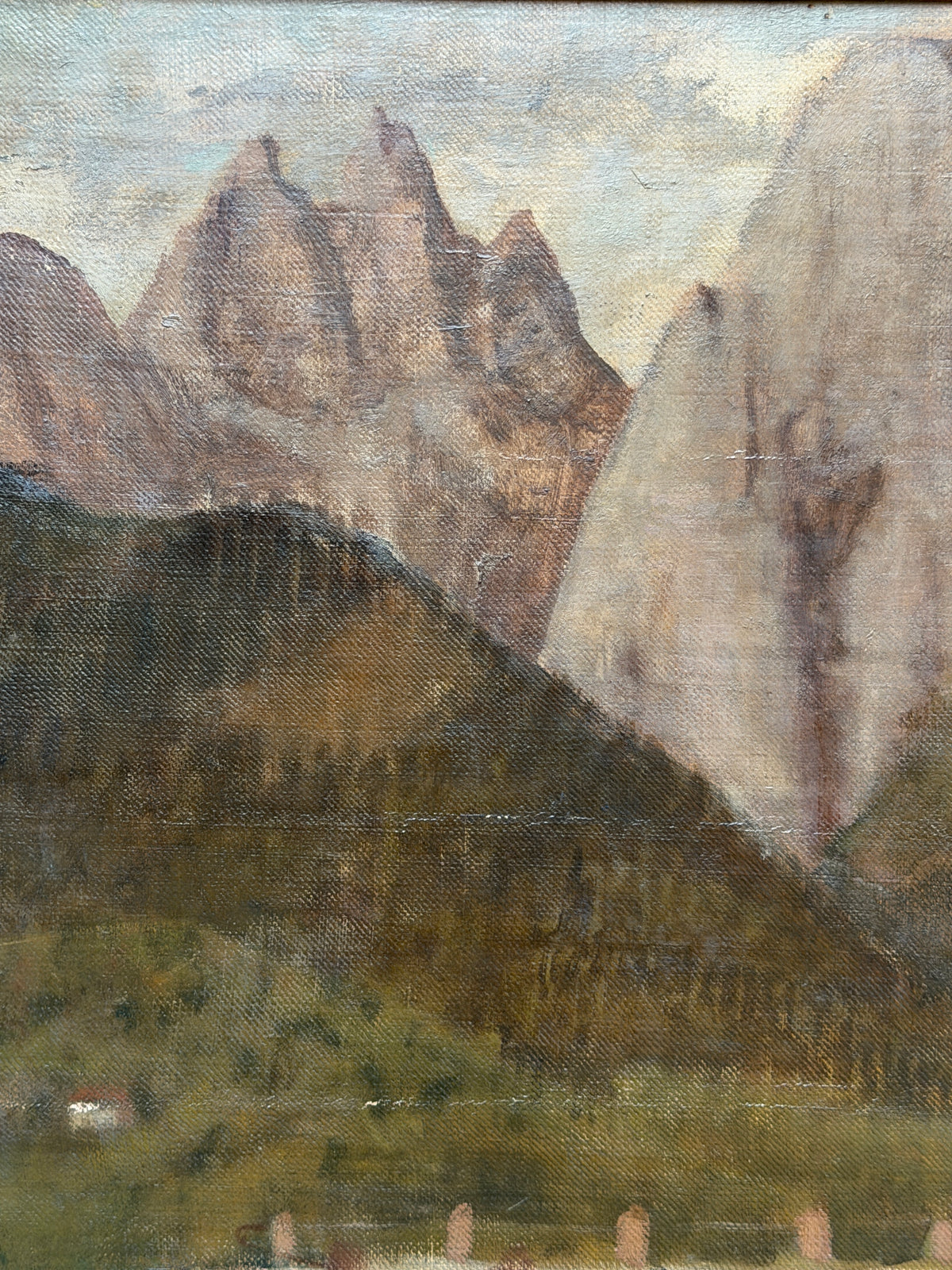 Dipinto olio su tela, Montagne, Pompeo Borra, 1932