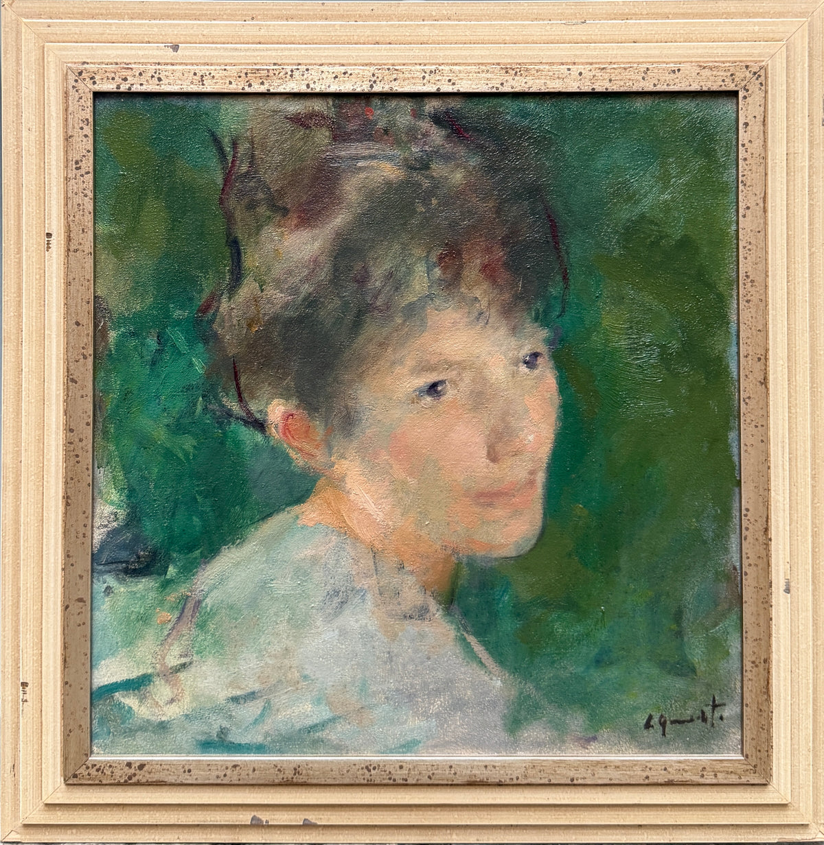 Dipinto olio su tela, ritratto di donna, Quarti Marcchio, XX secolo