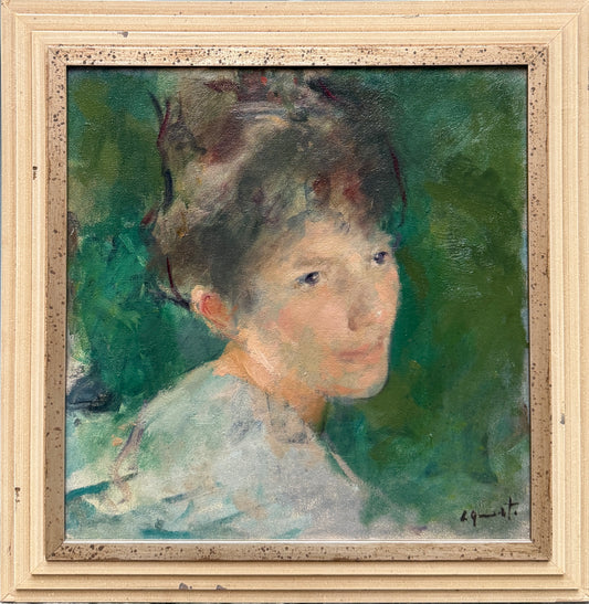 Dipinto olio su tela, ritratto di donna, Quarti Marcchio, XX secolo