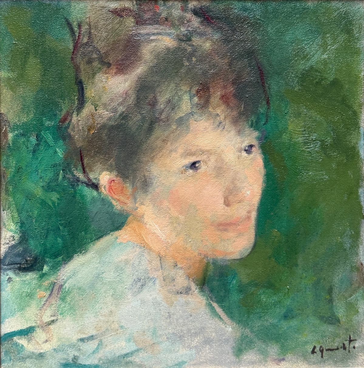Dipinto olio su tela, ritratto di donna, Quarti Marcchio, XX secolo