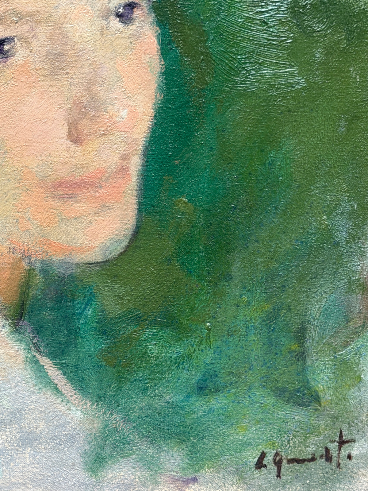 Dipinto olio su tela, ritratto di donna, Quarti Marcchio, XX secolo