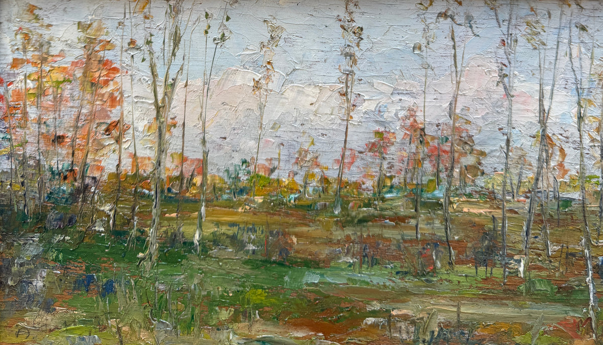 Dipinto olio su tavola, paesaggio, XX secolo, Achille Guffanti