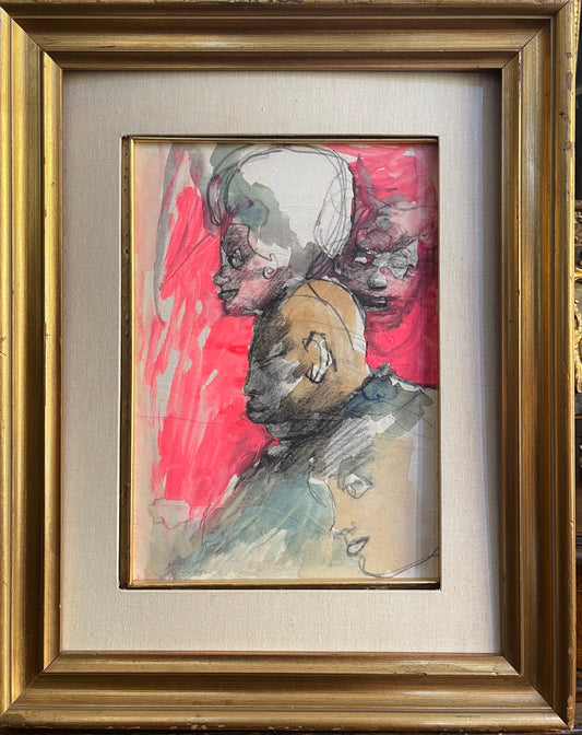 Acquerello, studio di figure, Mino Maccari XX secolo