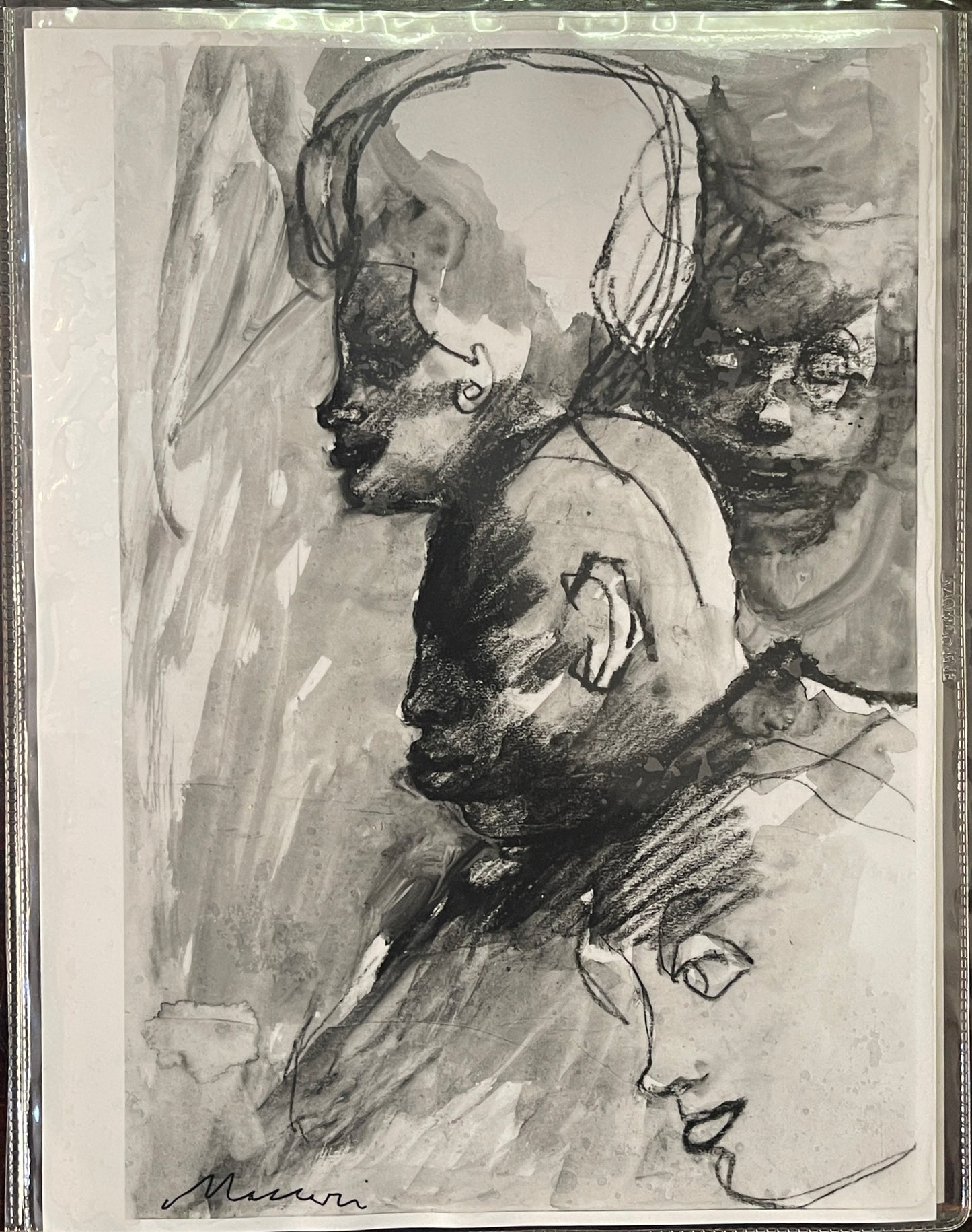 Acquerello, studio di figure, Mino Maccari XX secolo