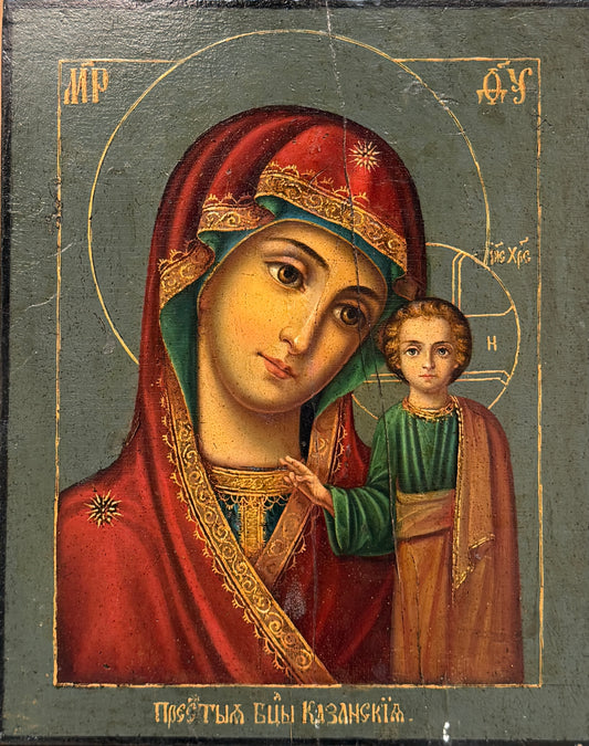 Icona antica russa, Madonna con Bambino, XIX secolo