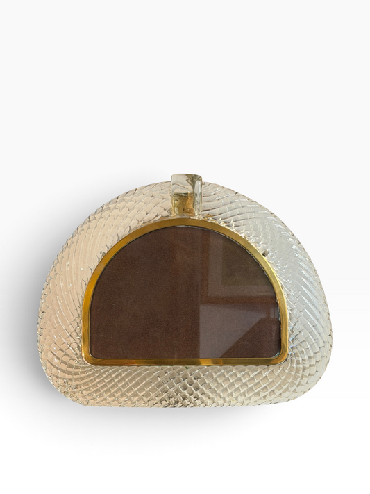 Portaritratti a mezzaluna, in vetro di Murano e ottone, XX secolo, Tommaso Barbi
