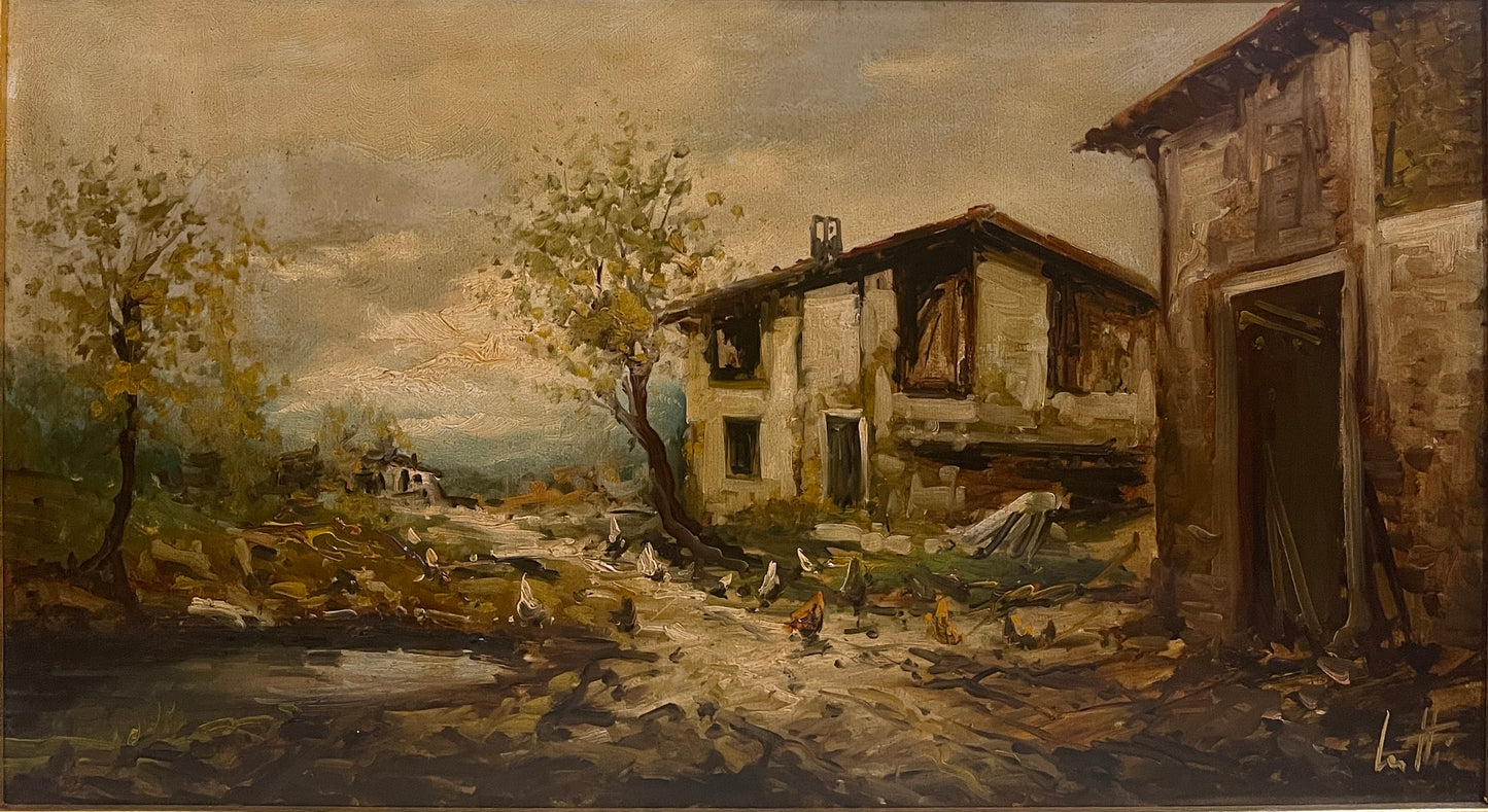 Dipinto a olio su tela, XX secolo, paesaggio, Lietti