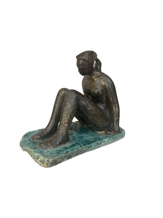 Arte moderna, Scultura terracotta, nudo di donna, M. Porcù, XX secolo